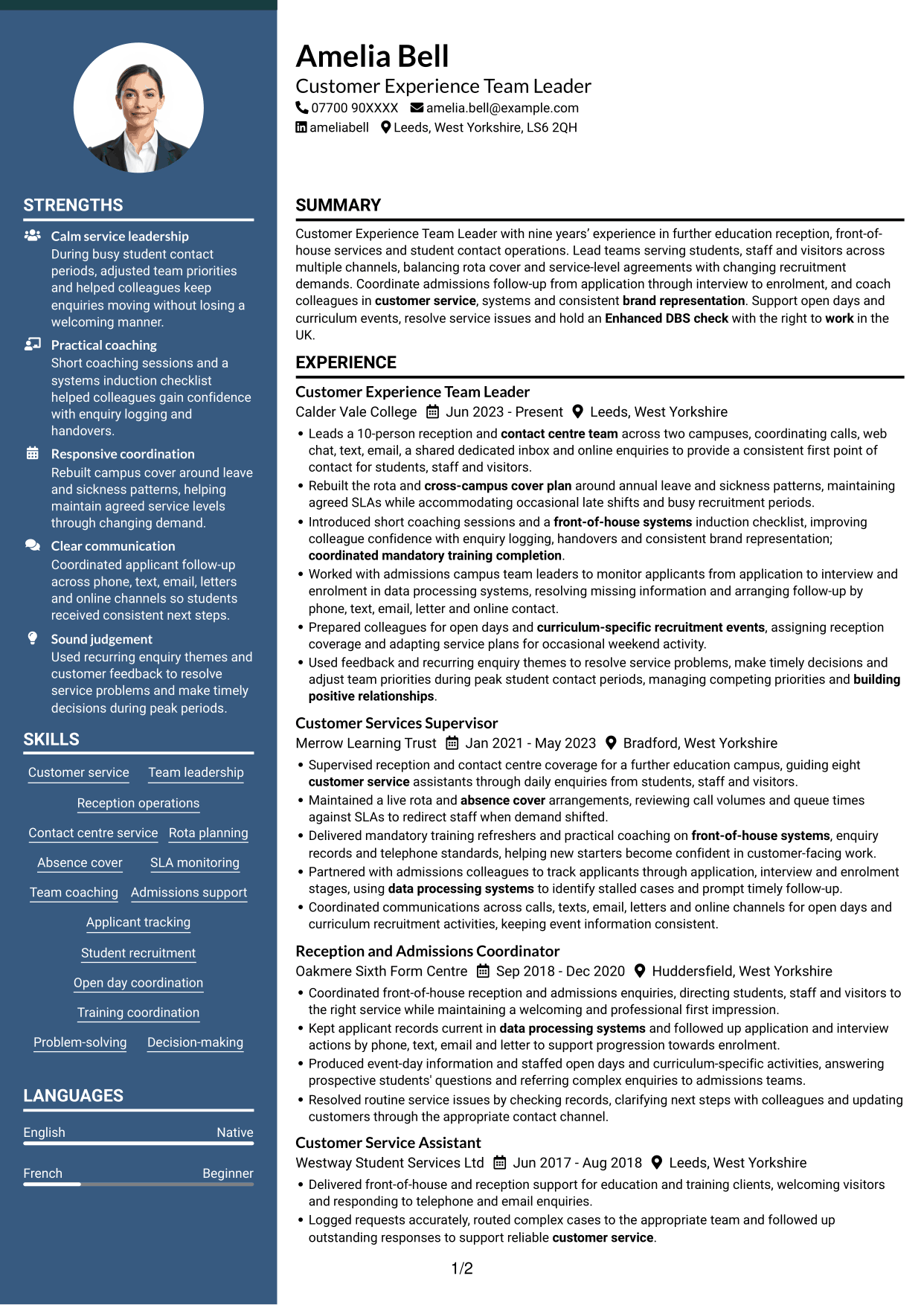 CV example — page 1