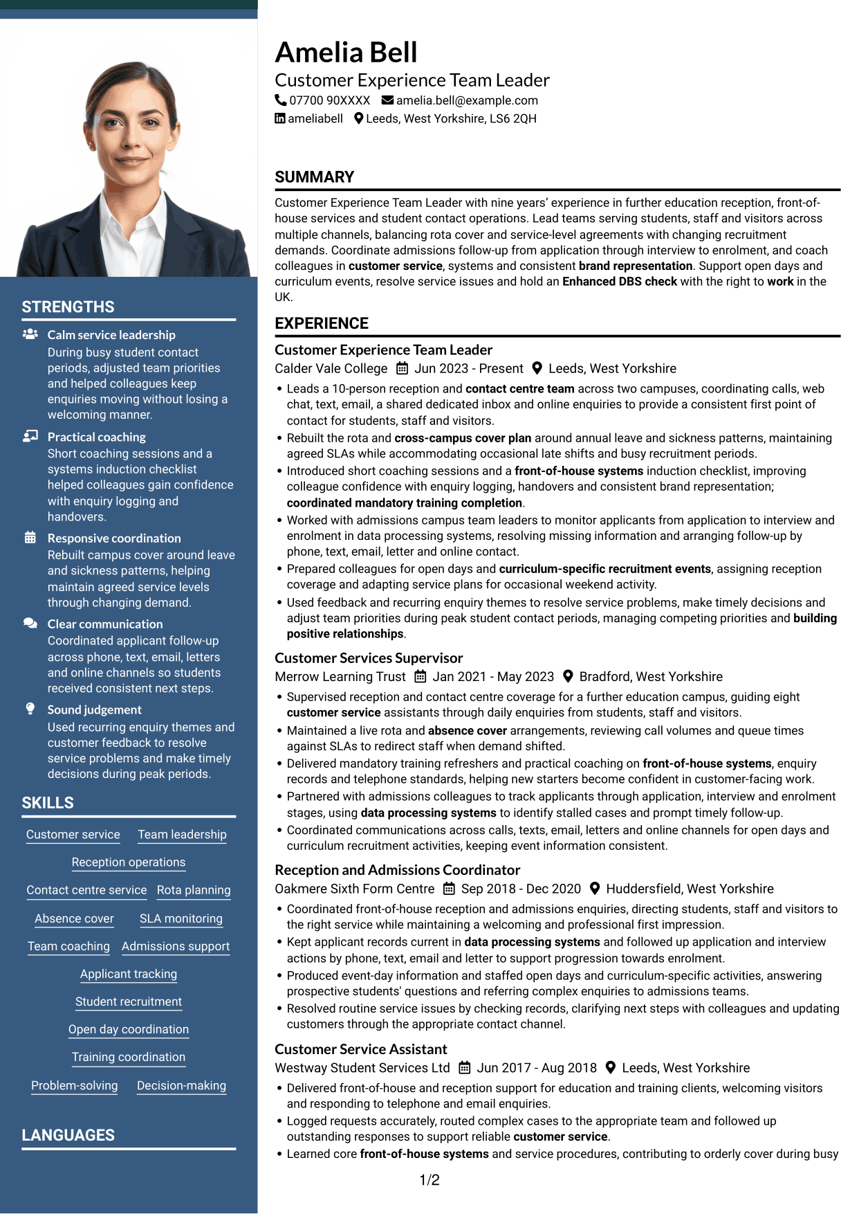 CV example — page 1