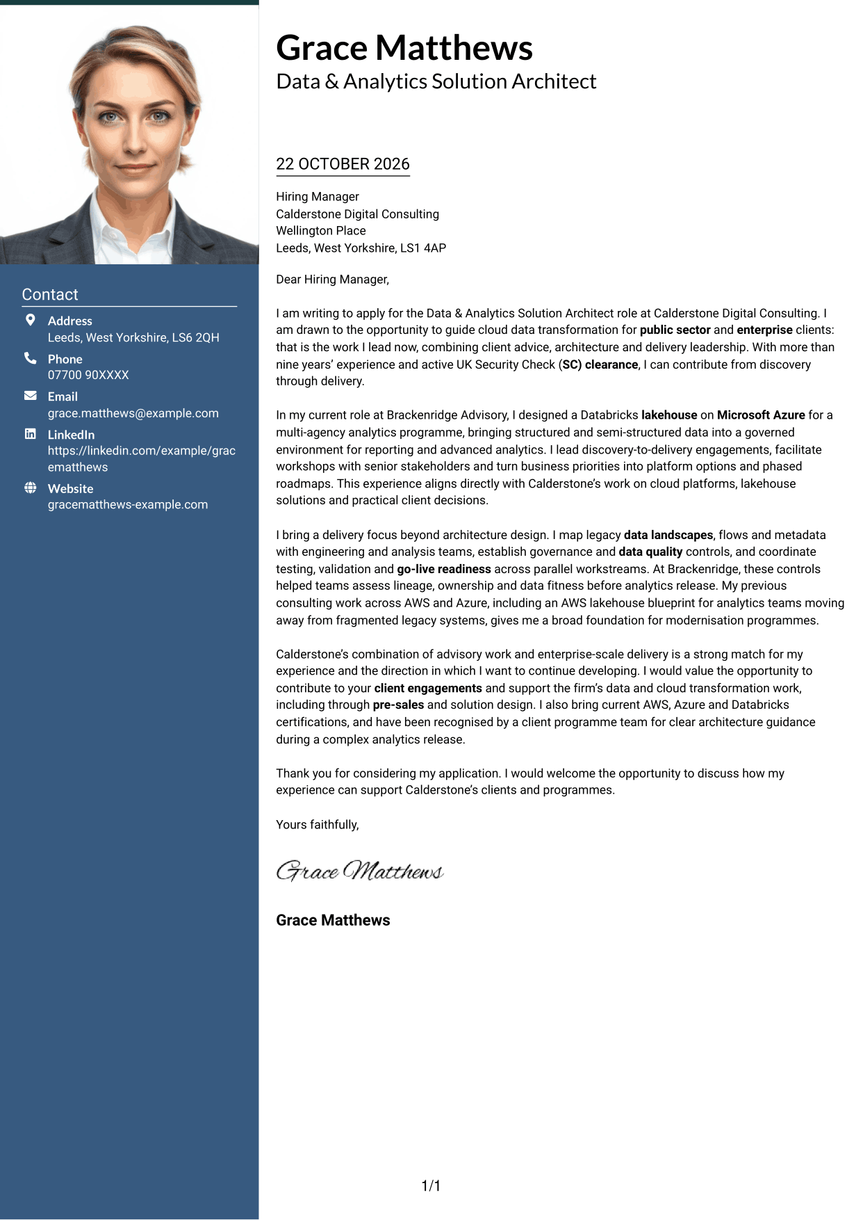Cover letter example — page 1