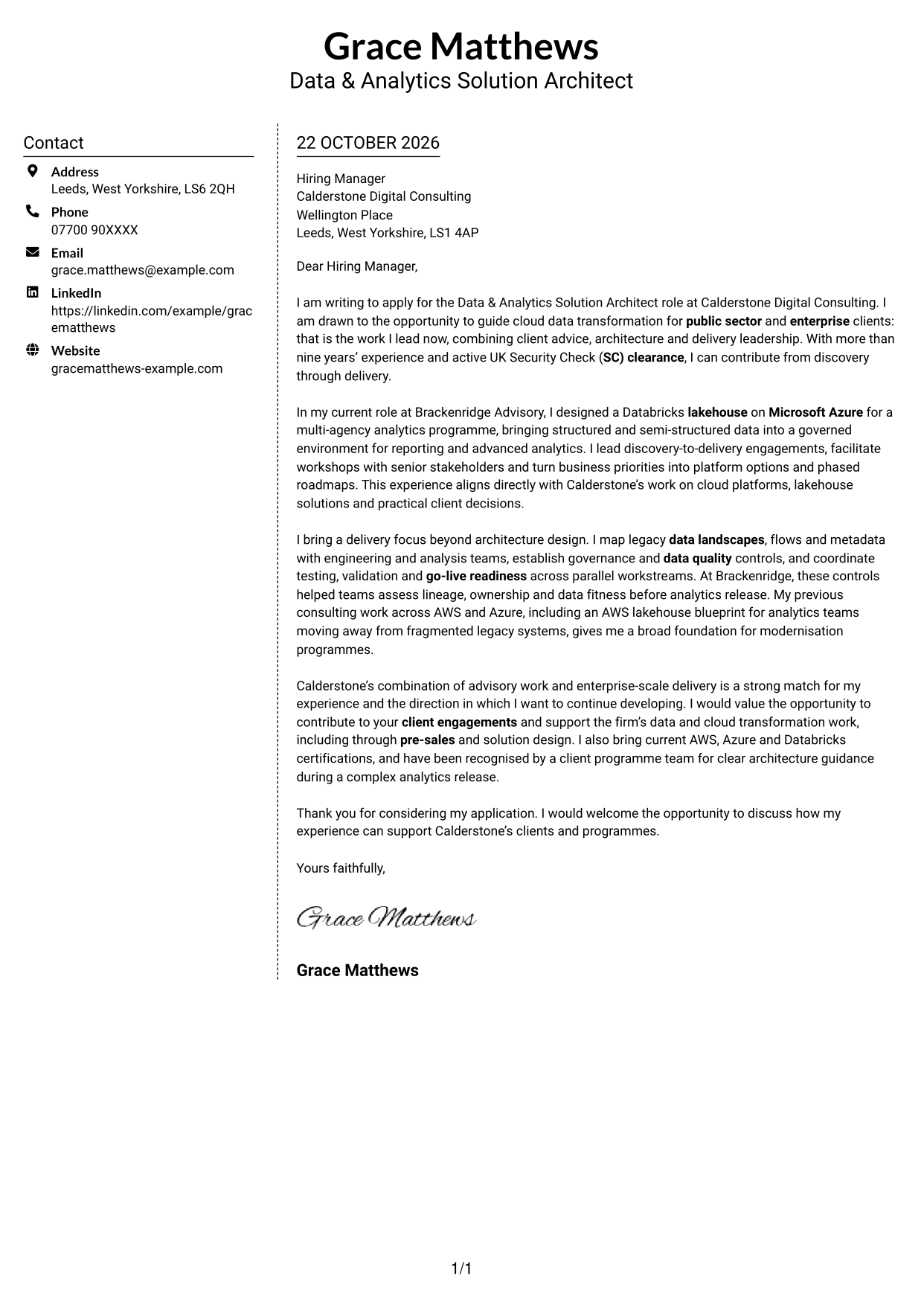 Cover letter example — page 1