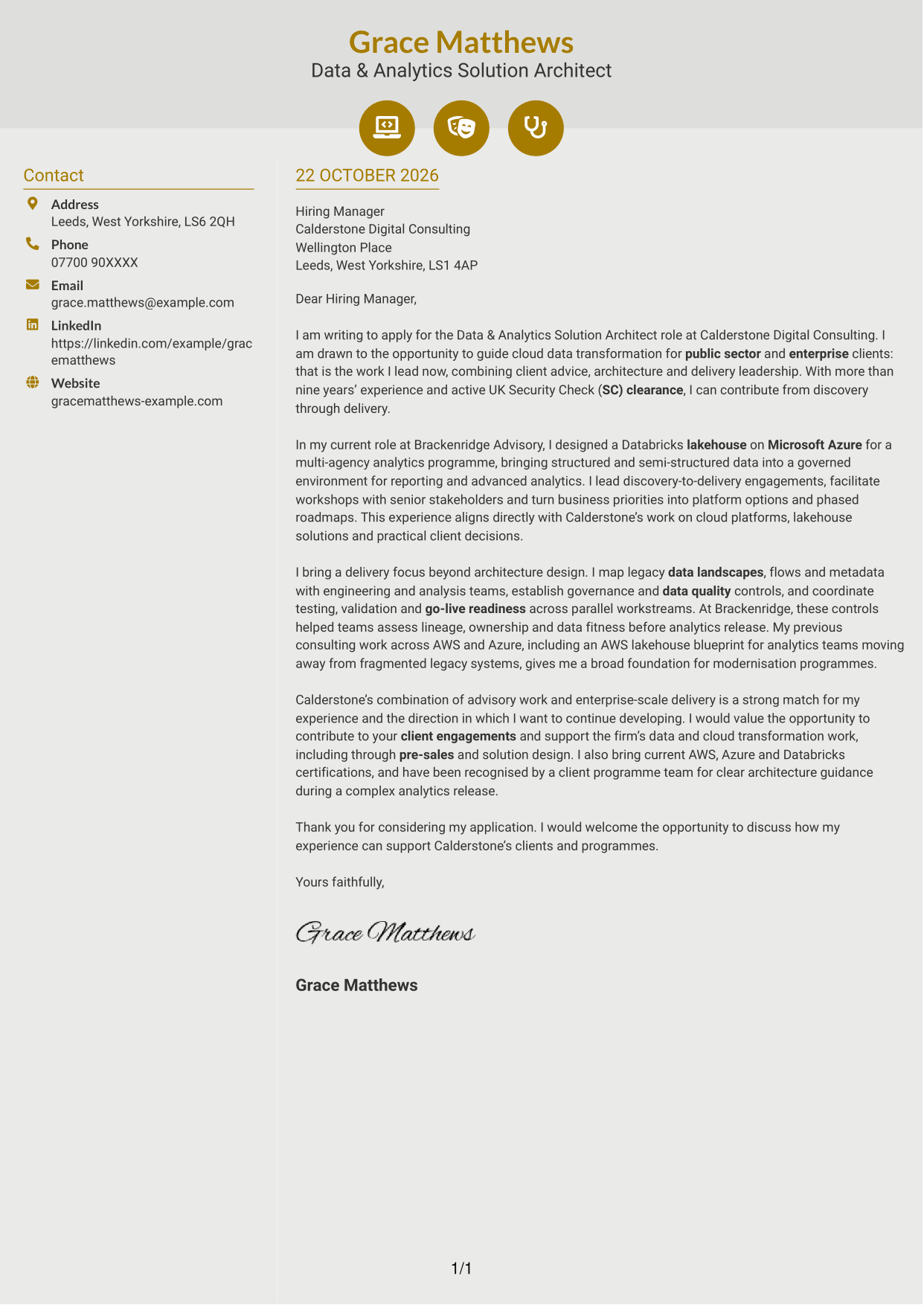 Cover letter example — page 1