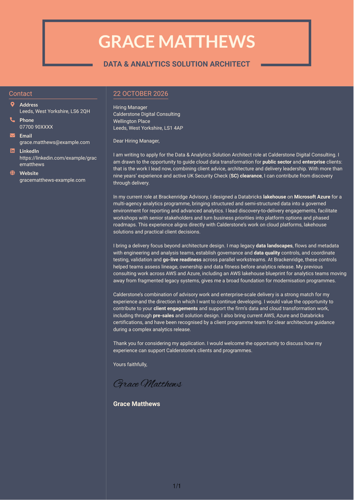 Cover letter example — page 1