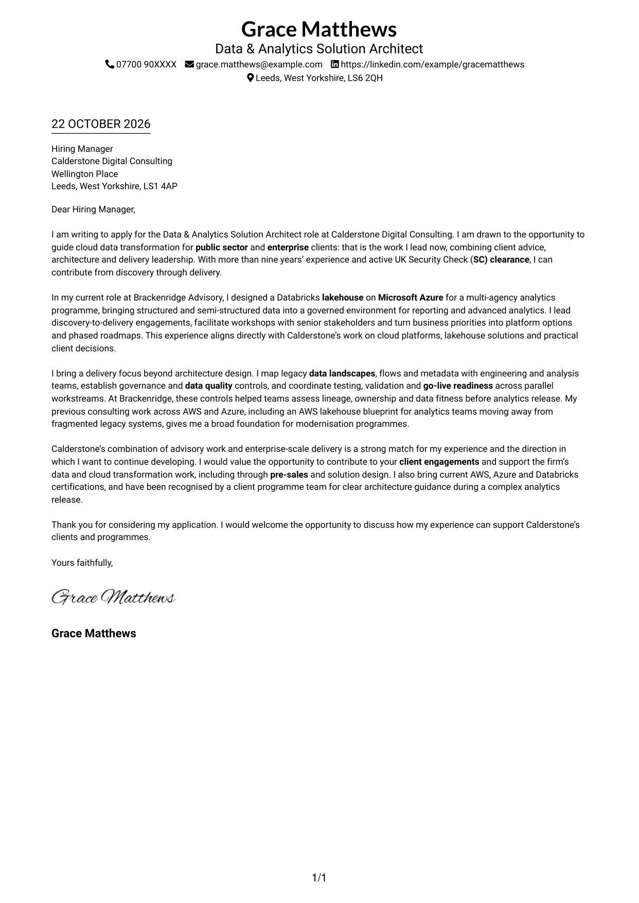 Cover letter example — page 1