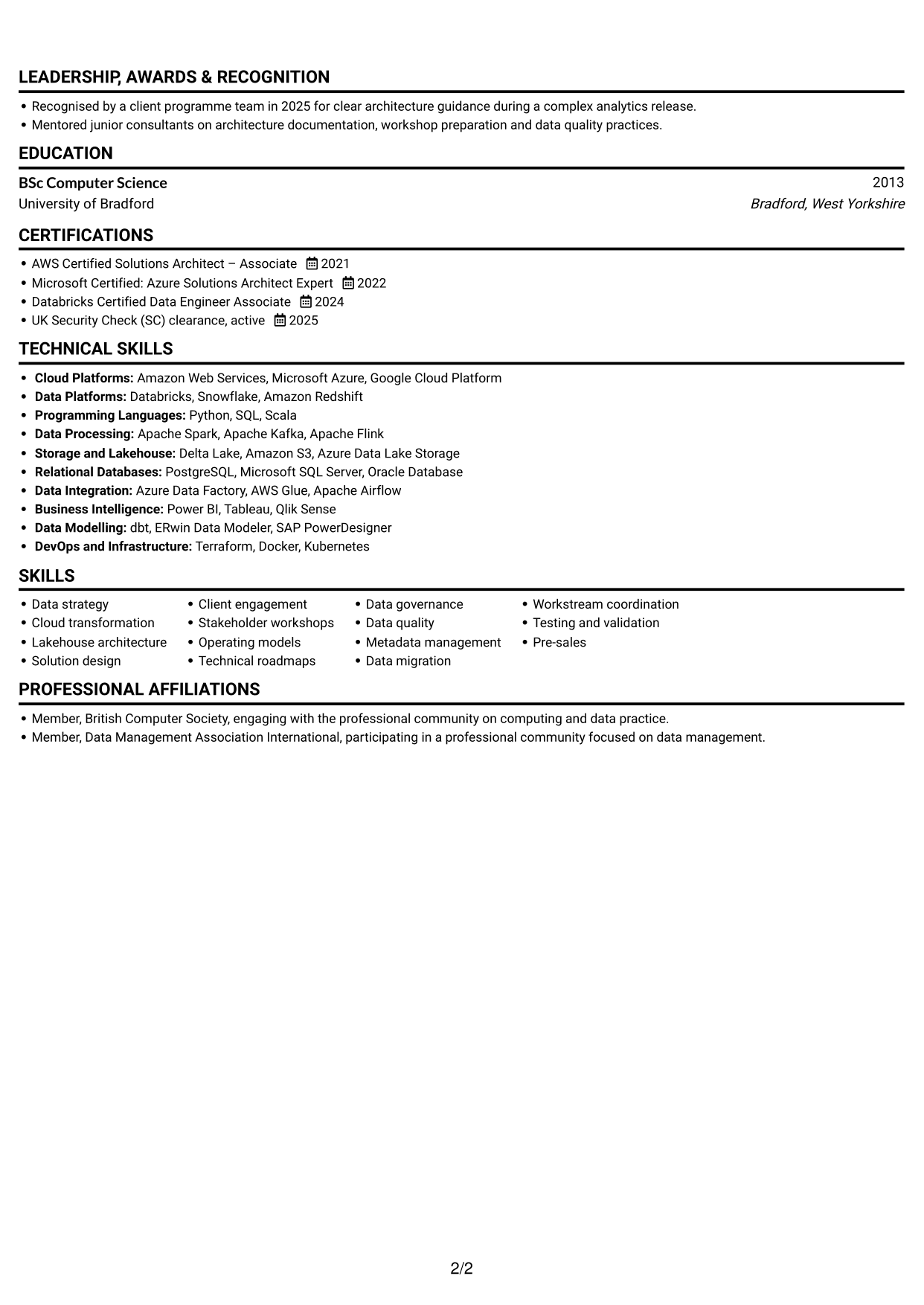 CV example — page 2
