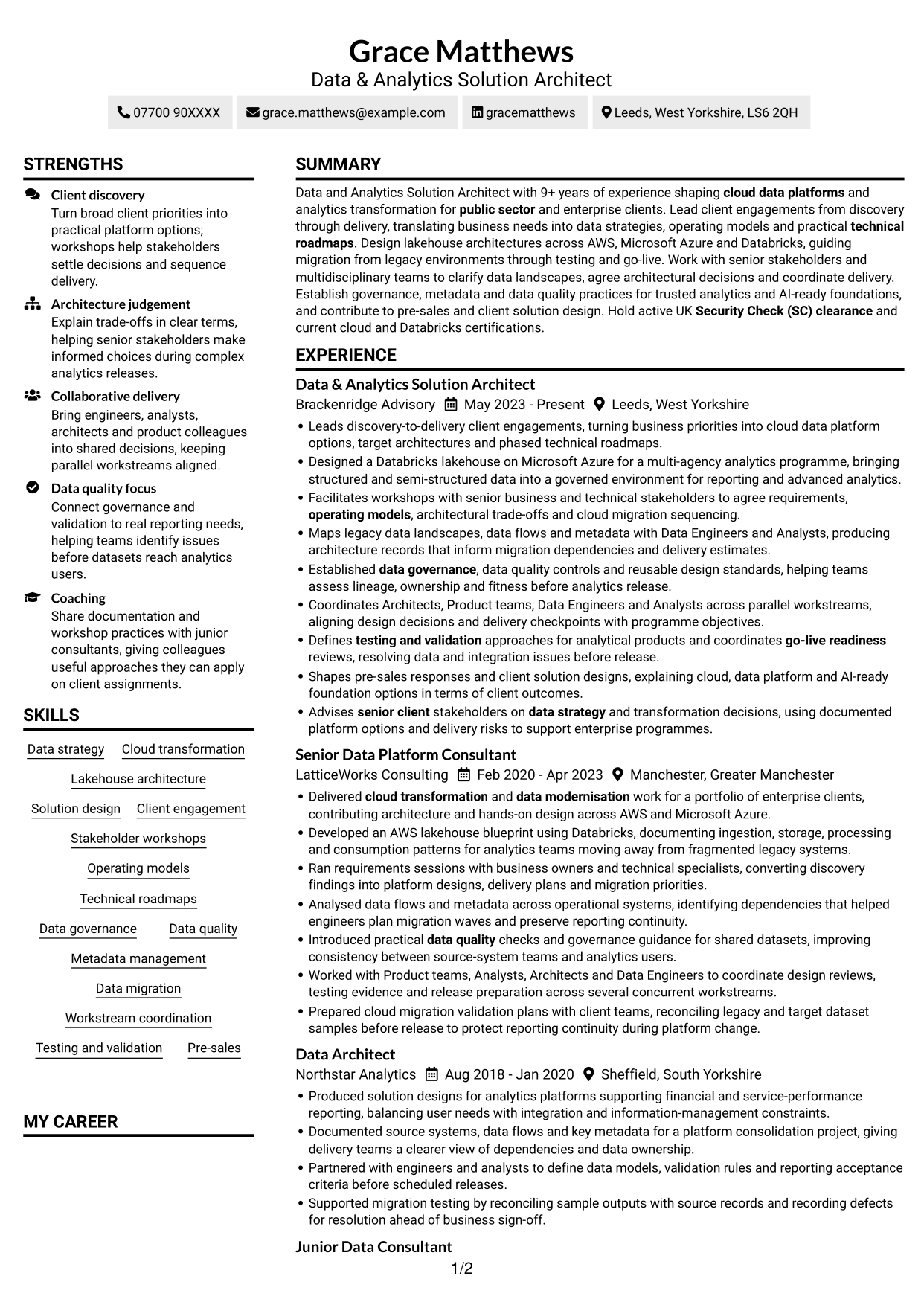 CV example — page 1