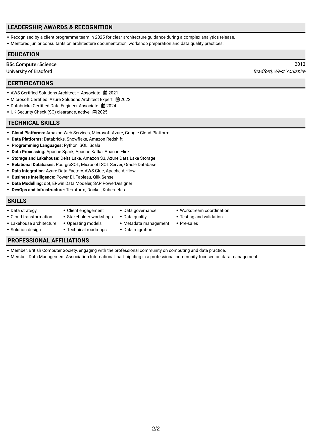 CV example — page 2