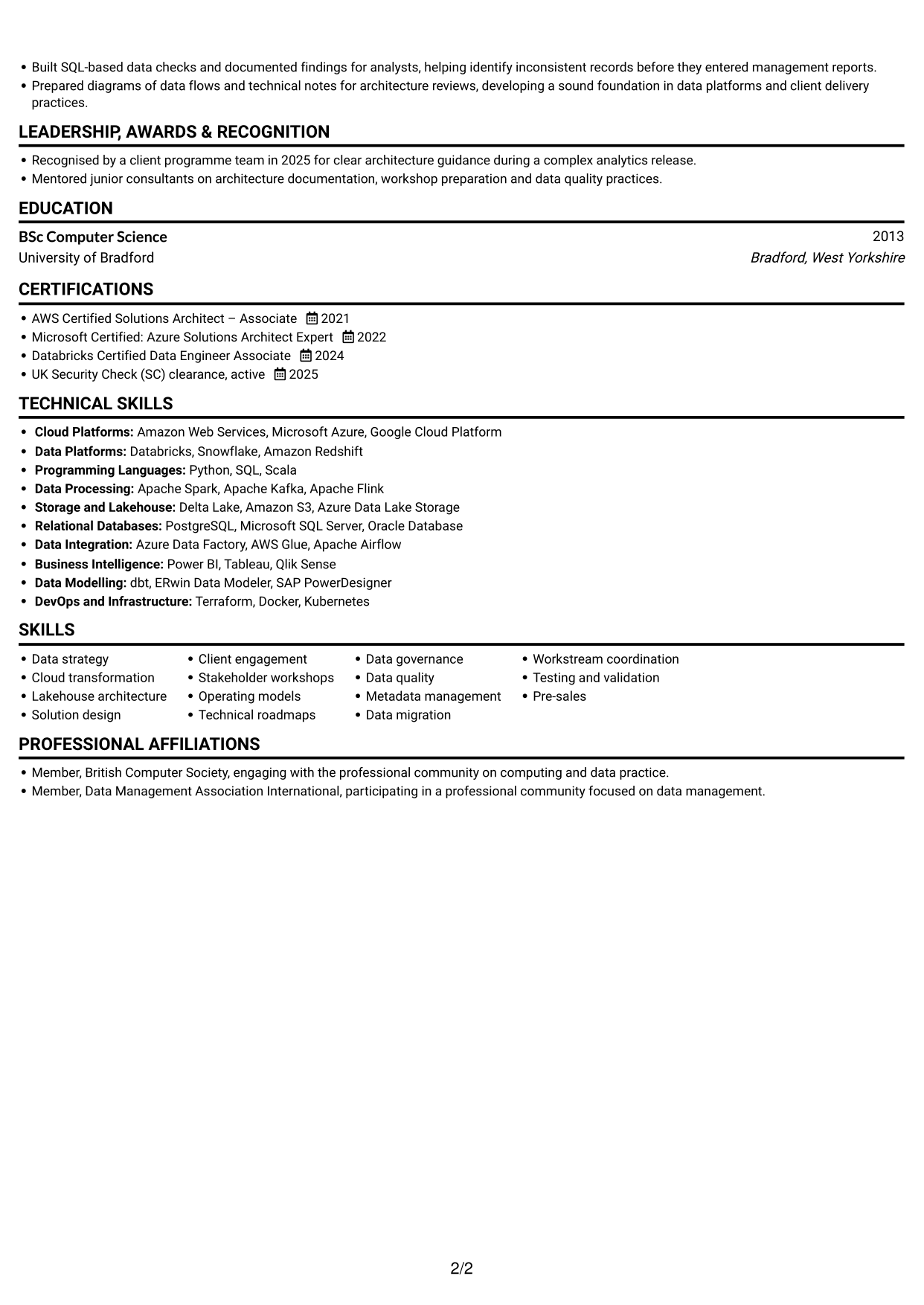 CV example — page 2