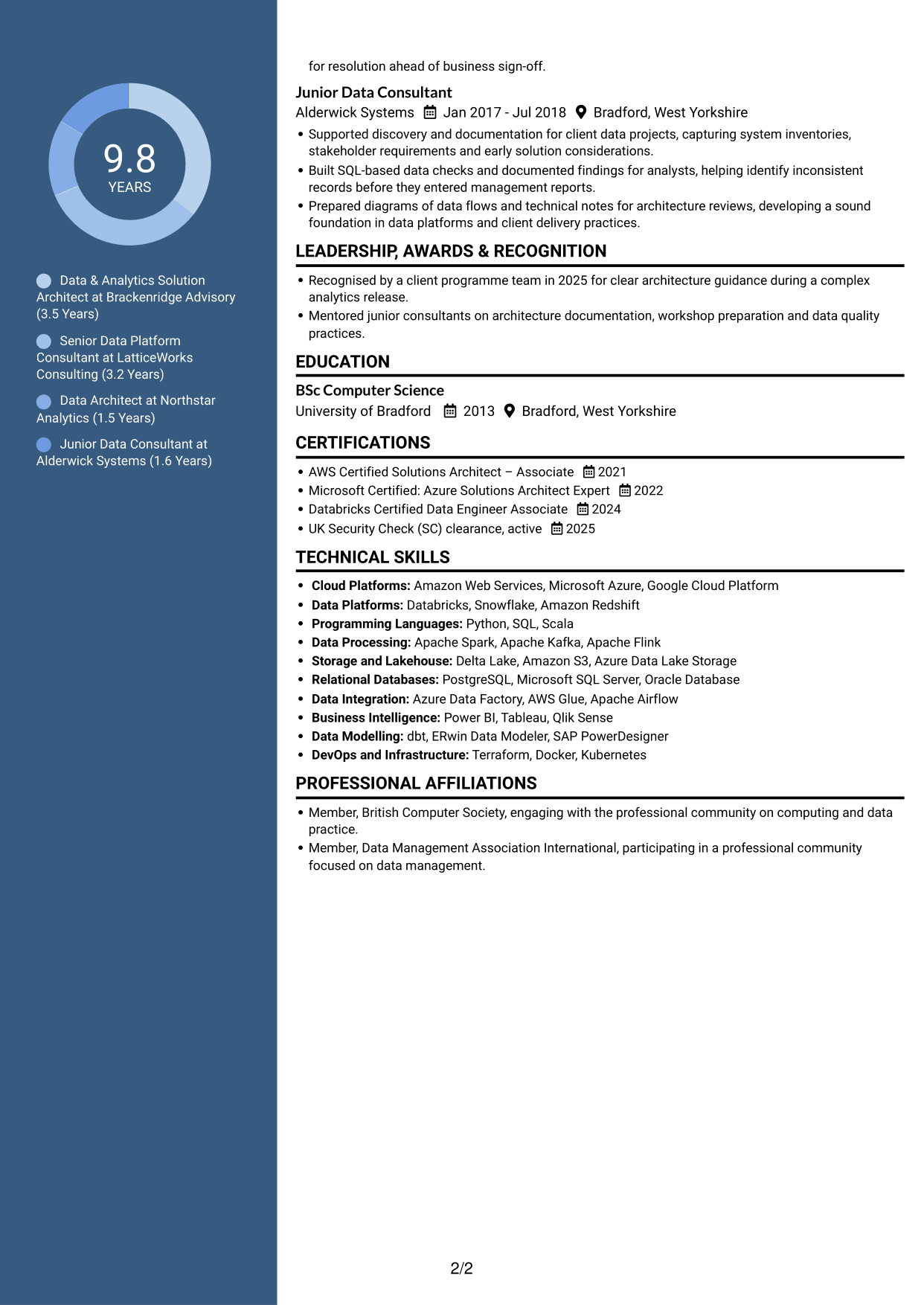 CV example — page 2