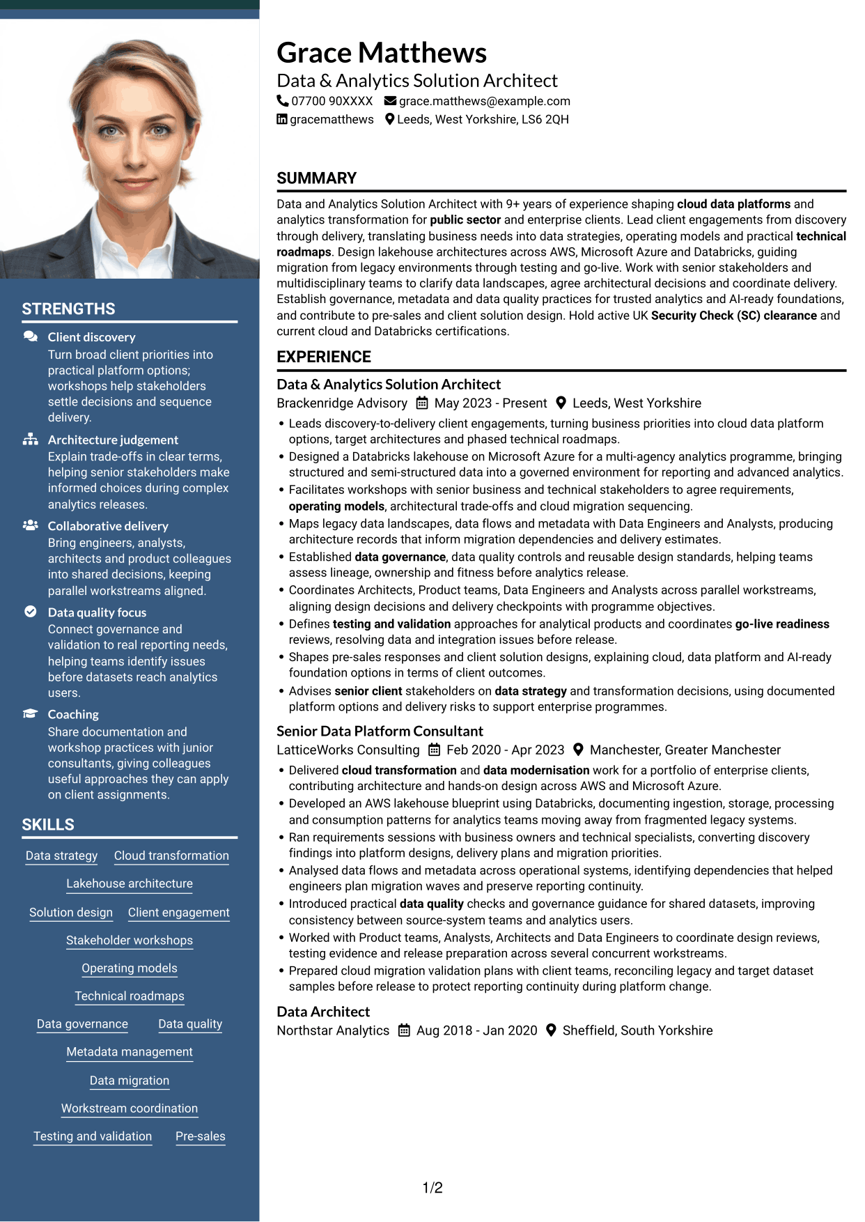 CV example — page 1