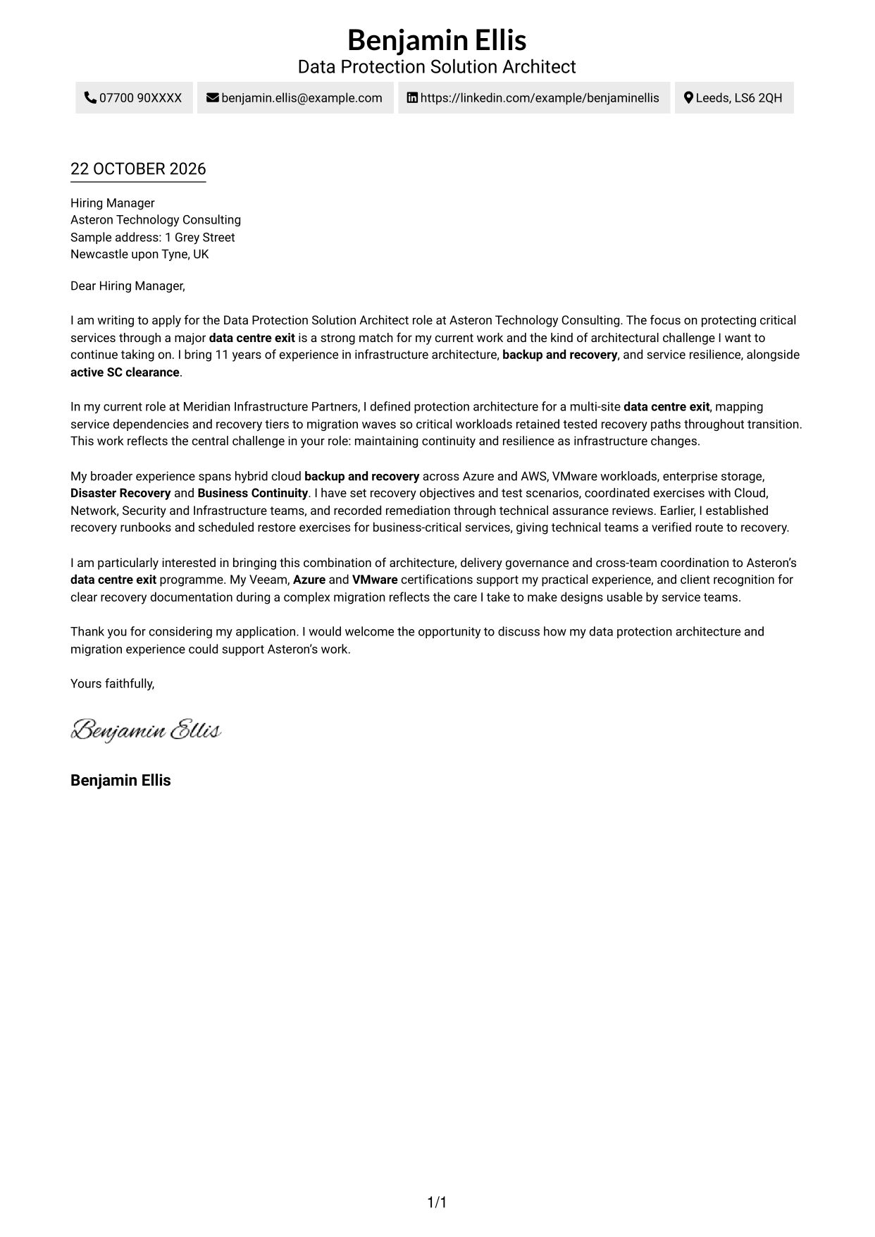 Cover letter example — page 1