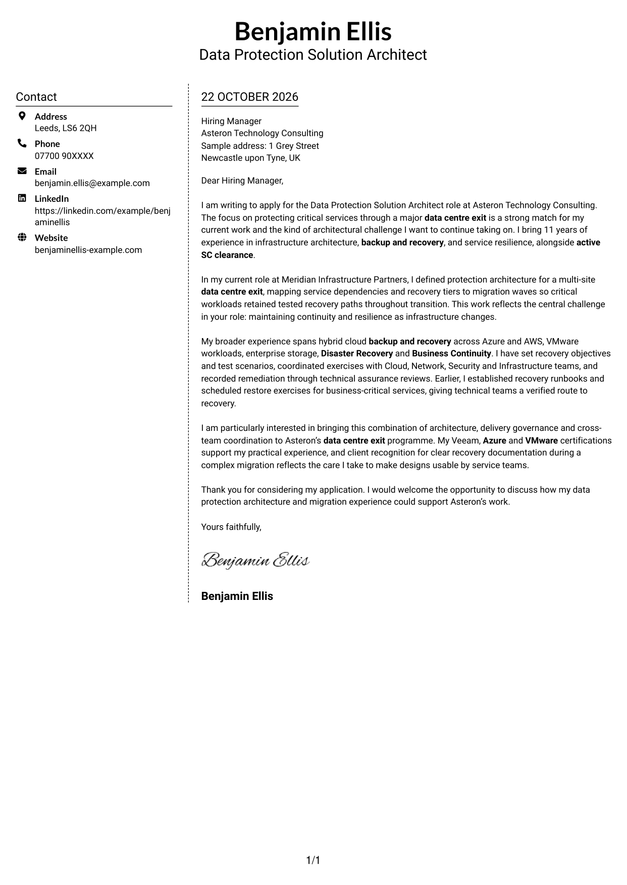 Cover letter example — page 1