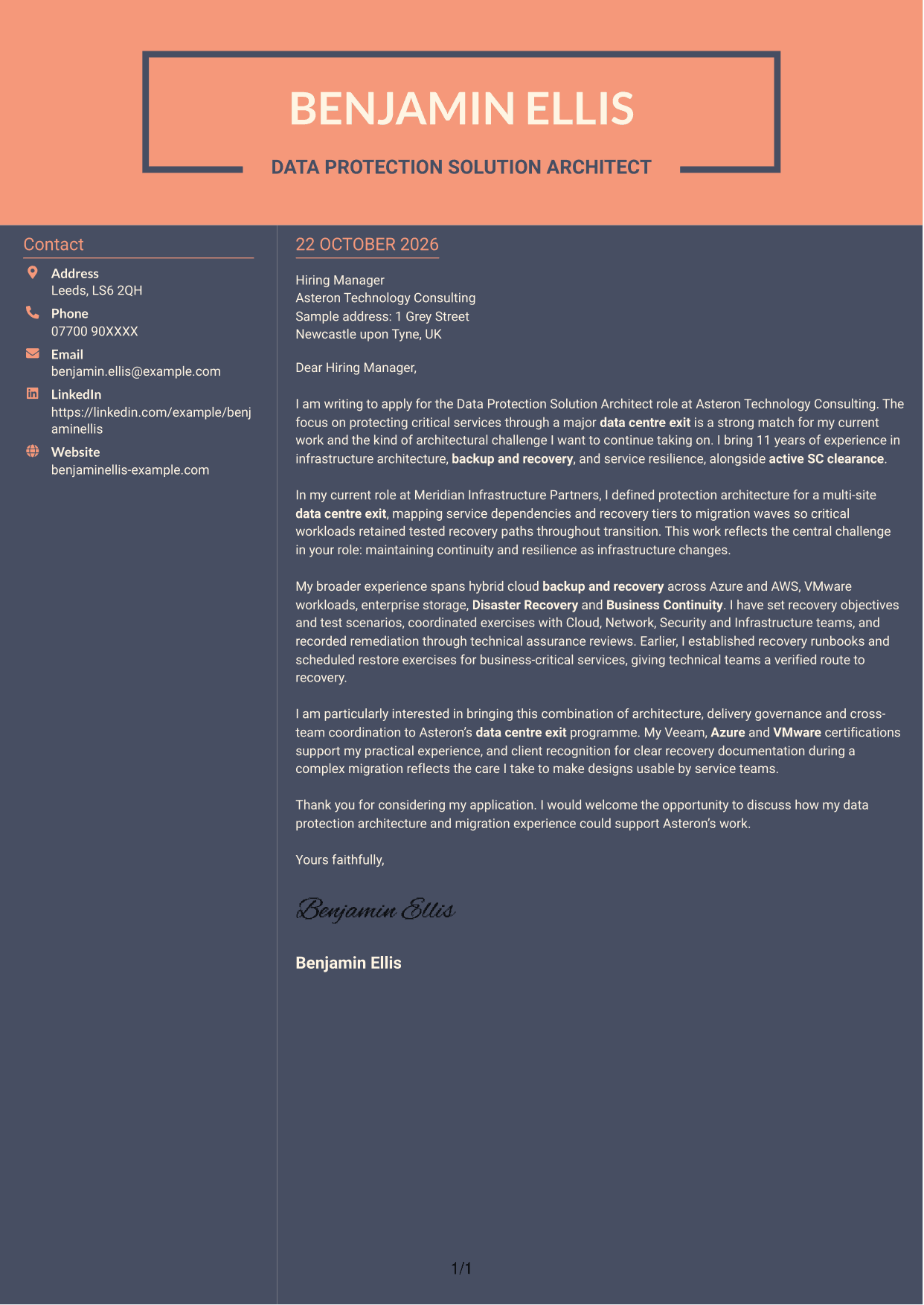 Cover letter example — page 1