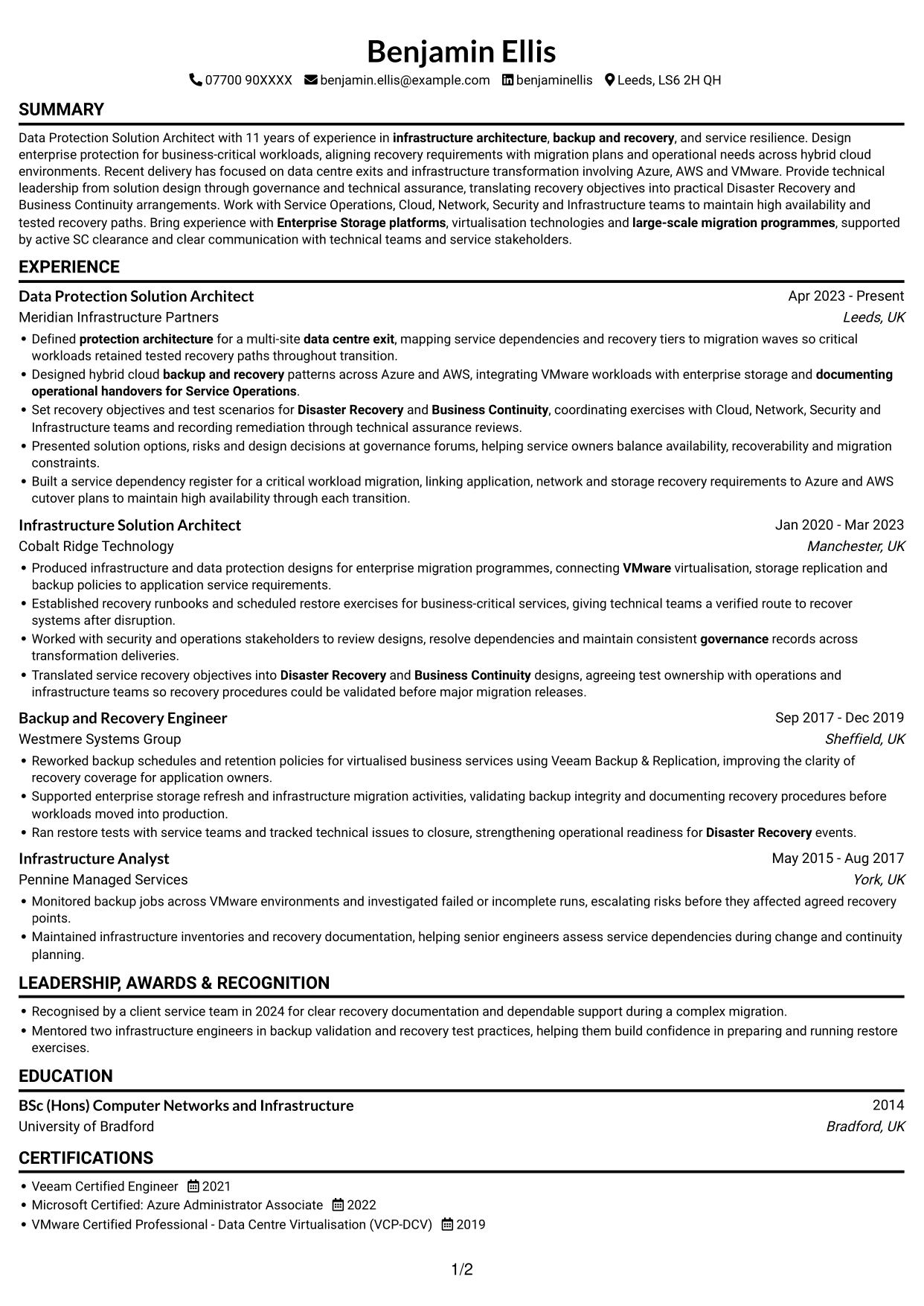 CV example — page 1