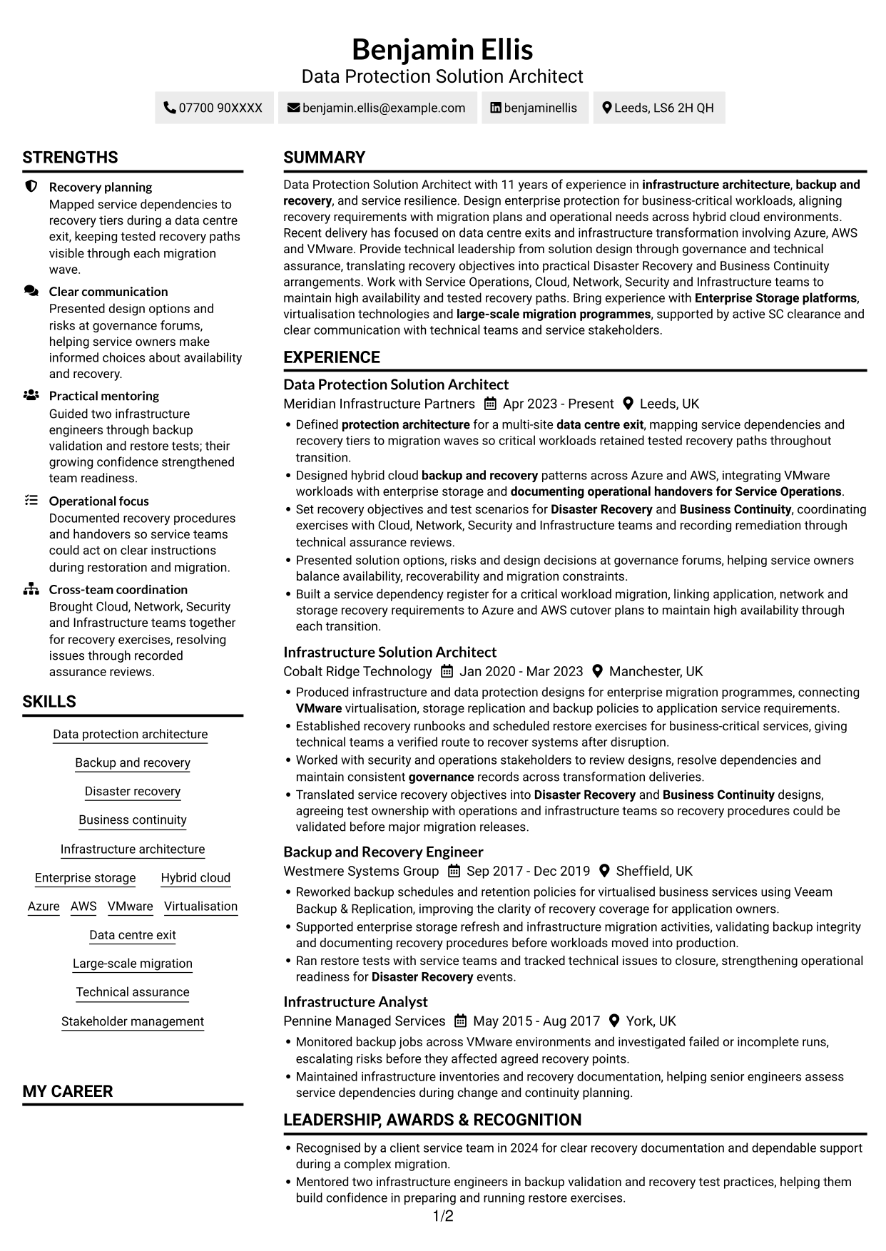 CV example — page 1