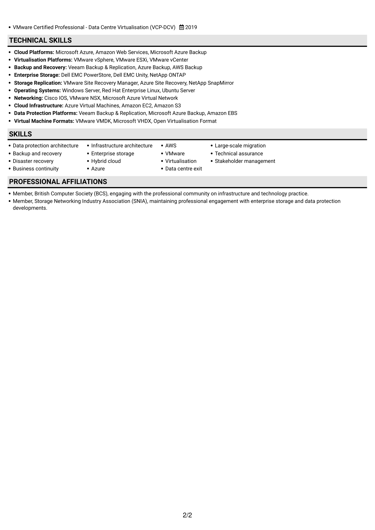CV example — page 2