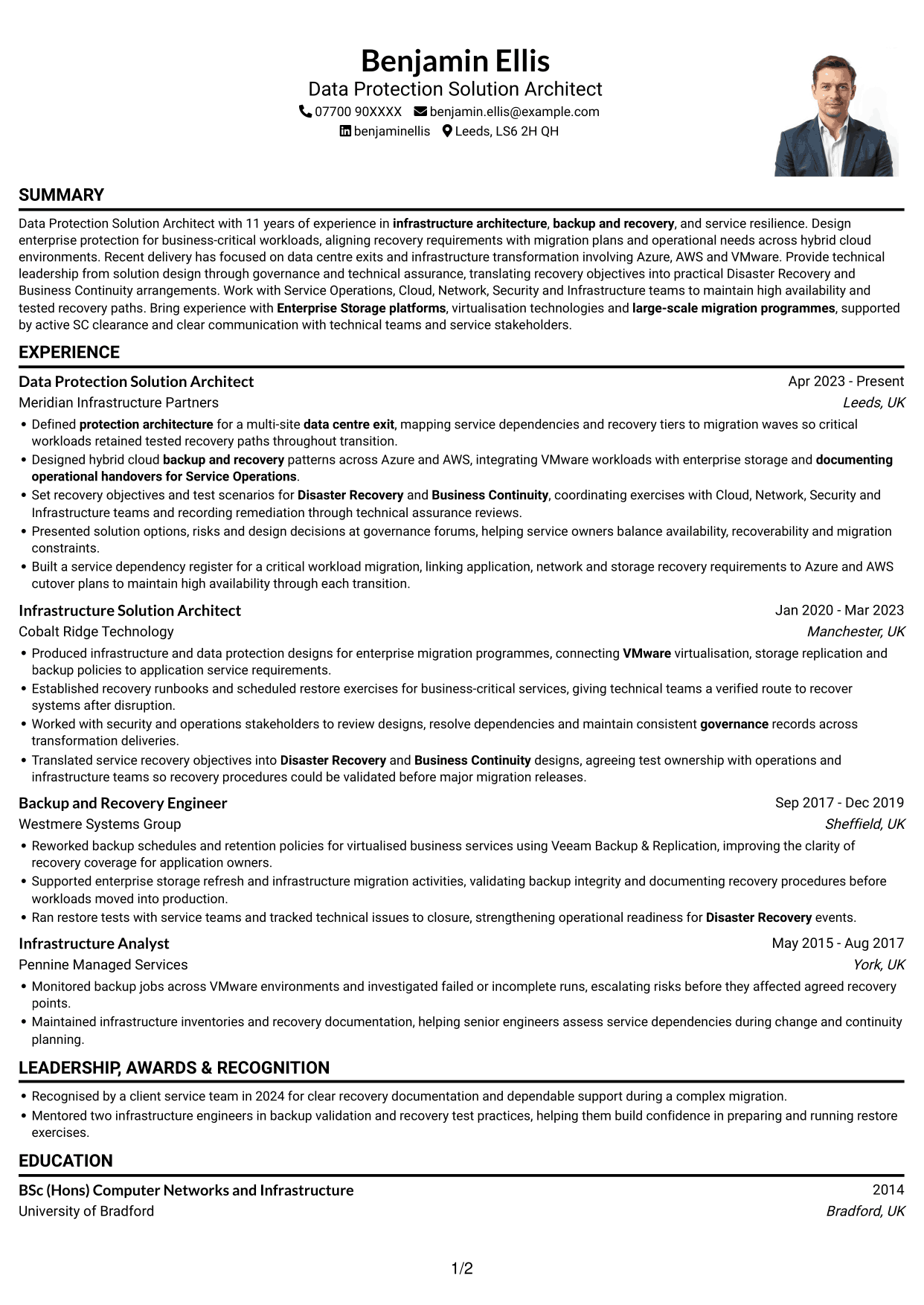 CV example — page 1