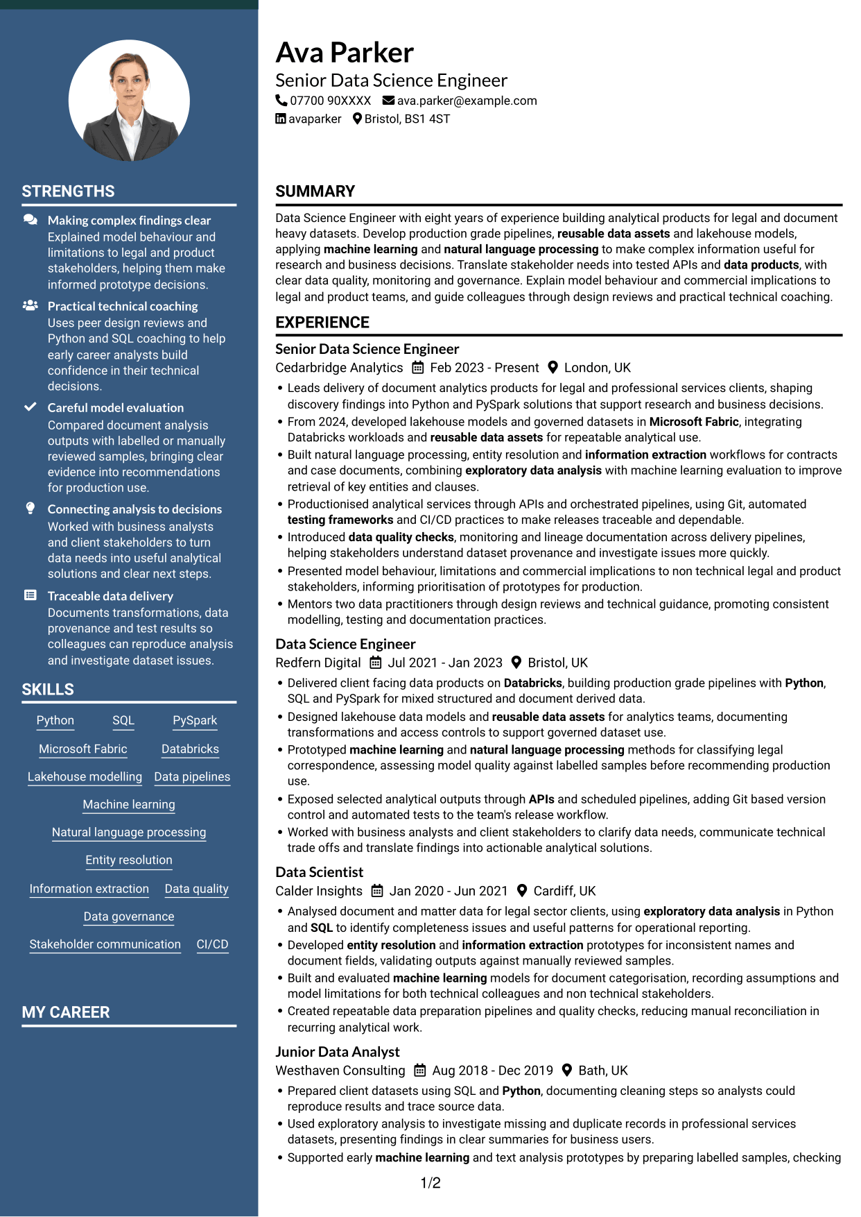 CV example — page 1