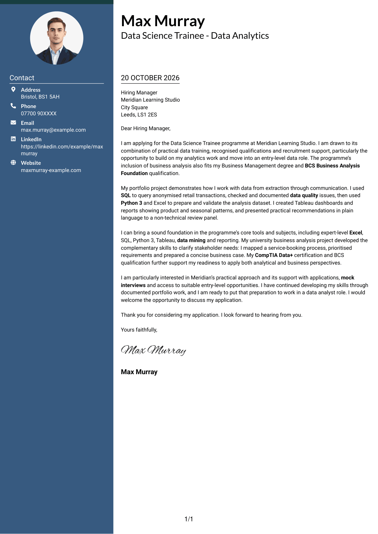 Cover letter example — page 1
