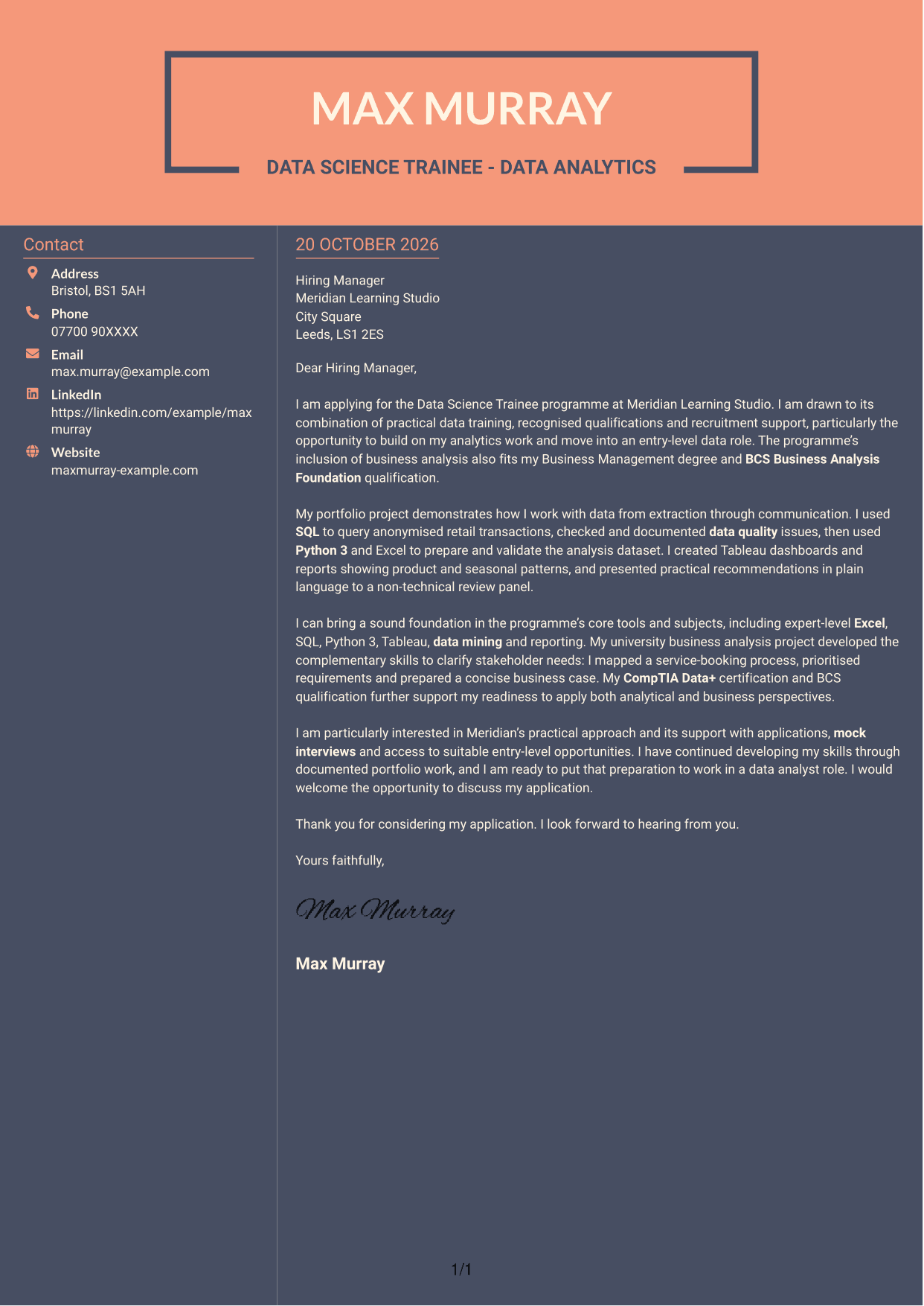 Cover letter example — page 1