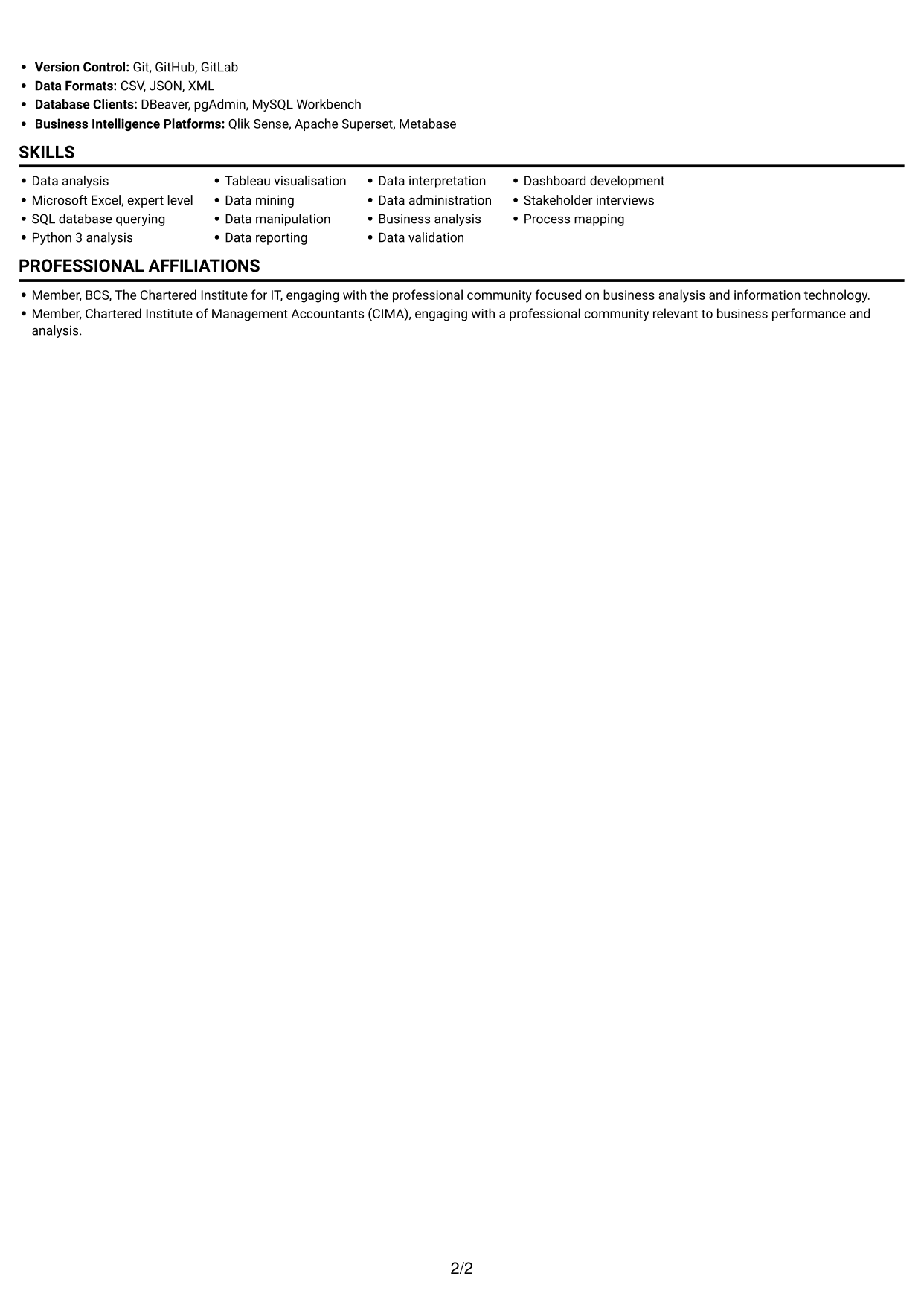 CV example — page 2