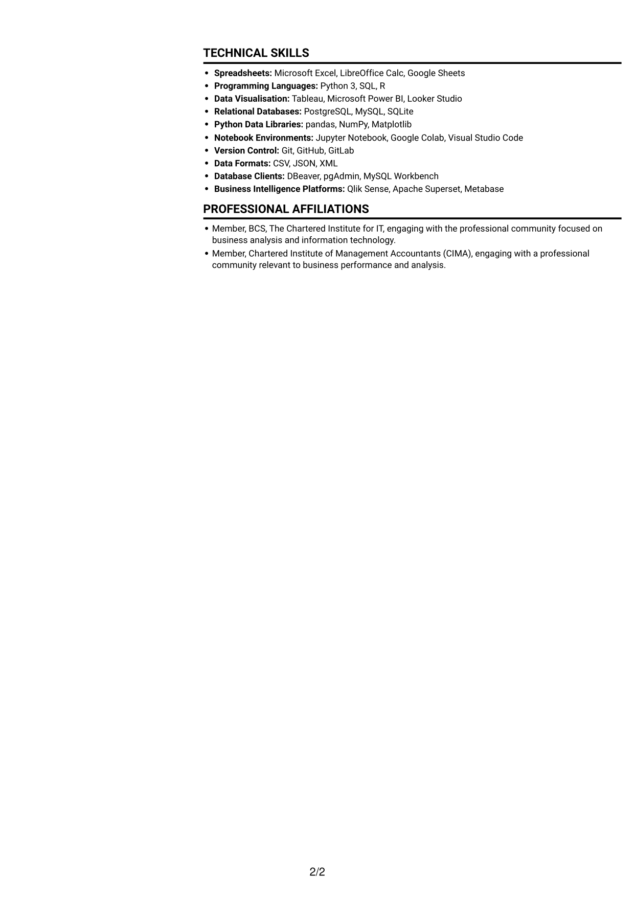 CV example — page 2