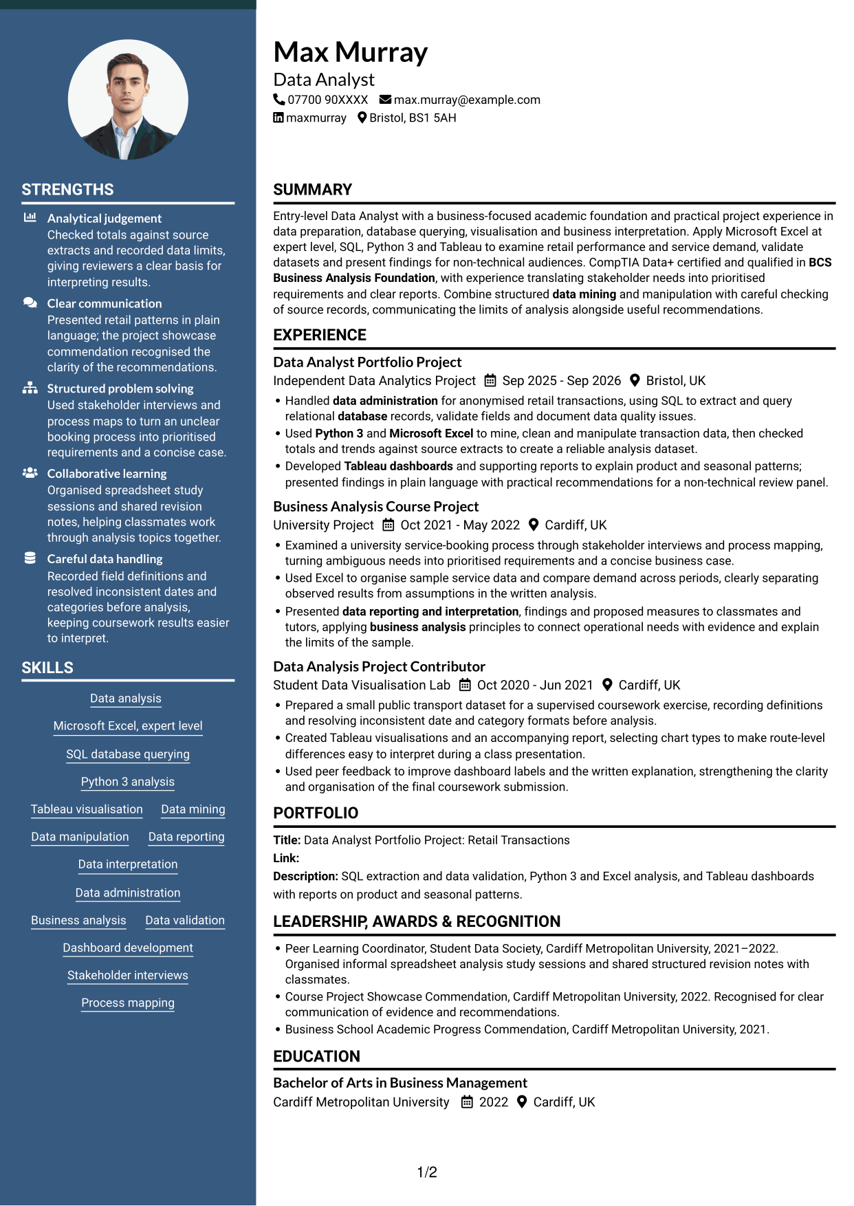 CV example — page 1