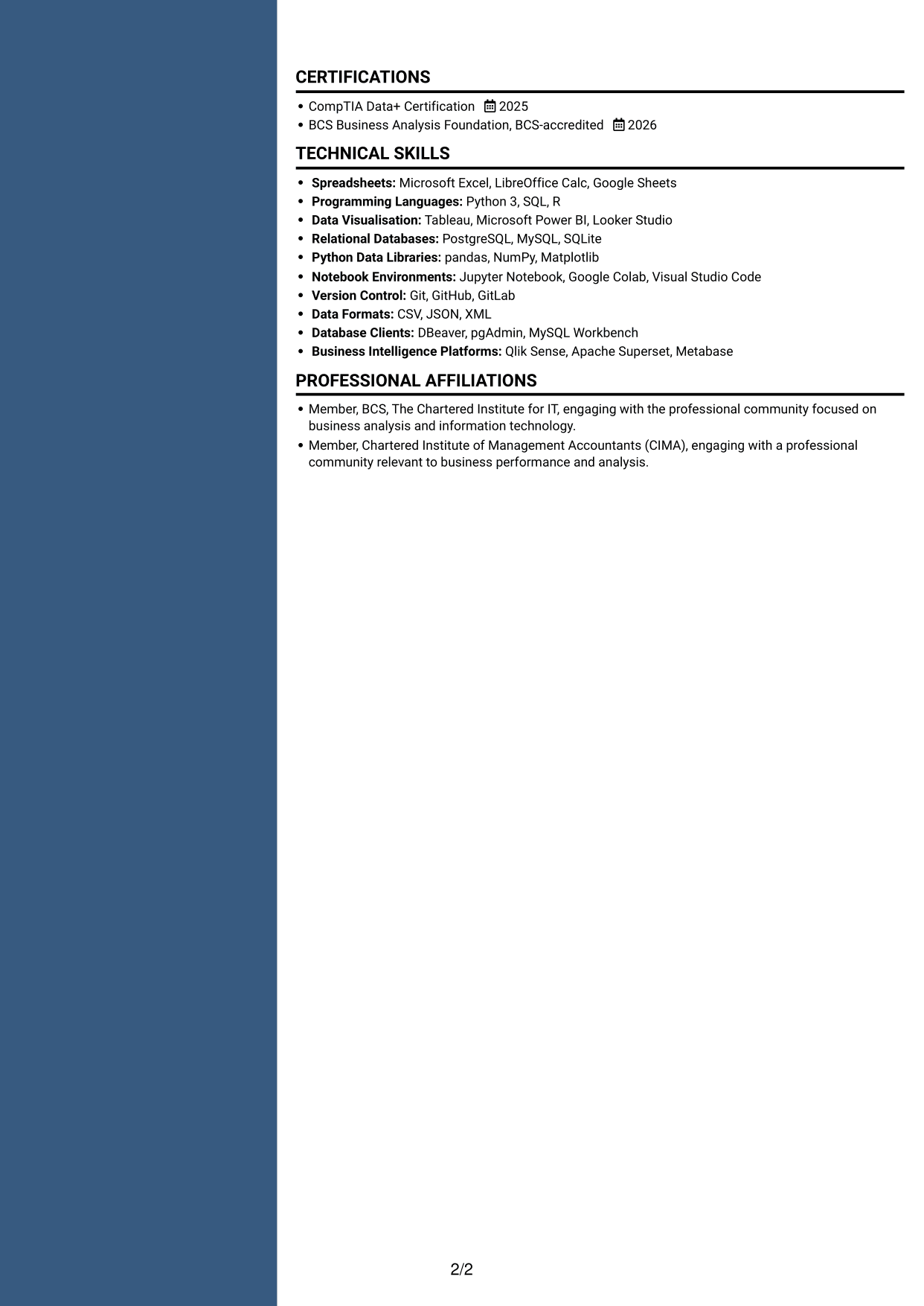 CV example — page 2