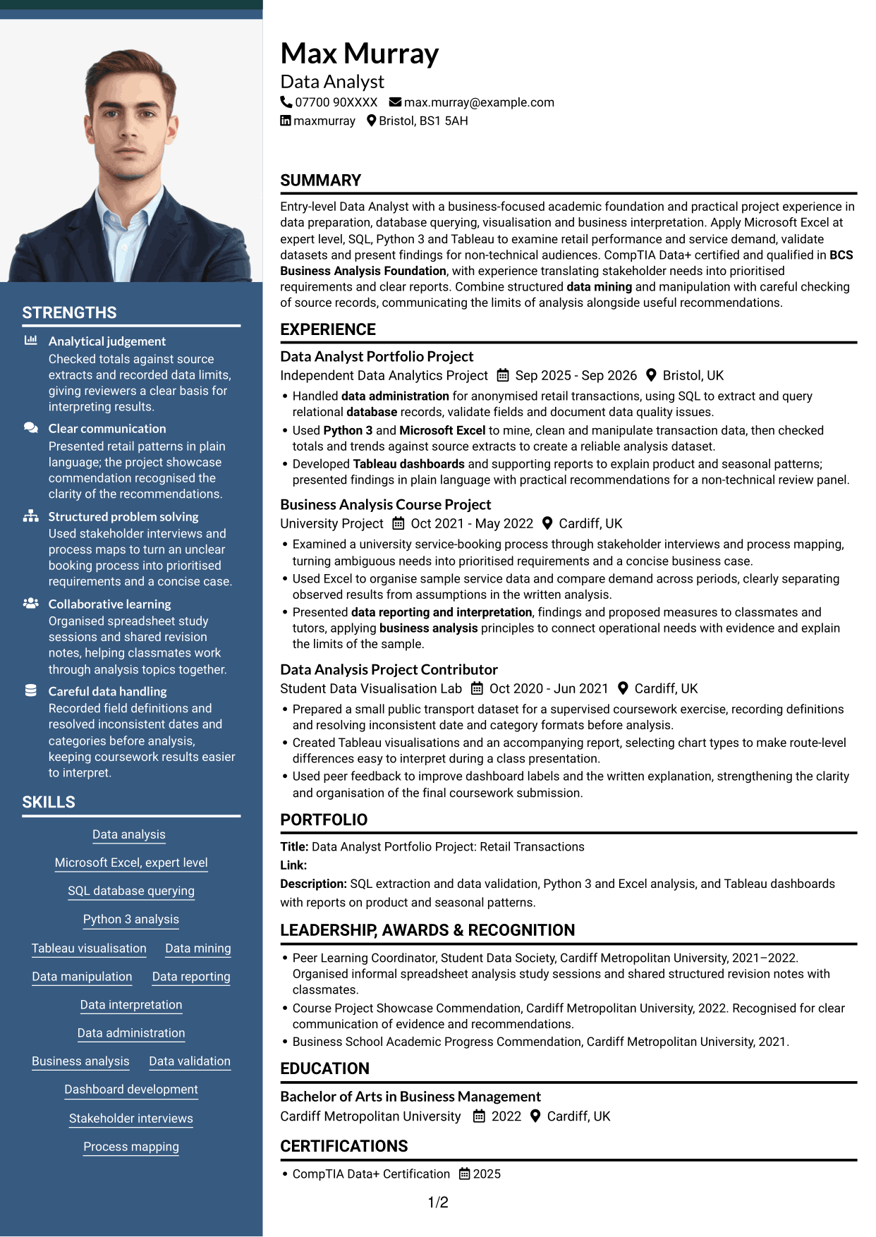 CV example — page 1