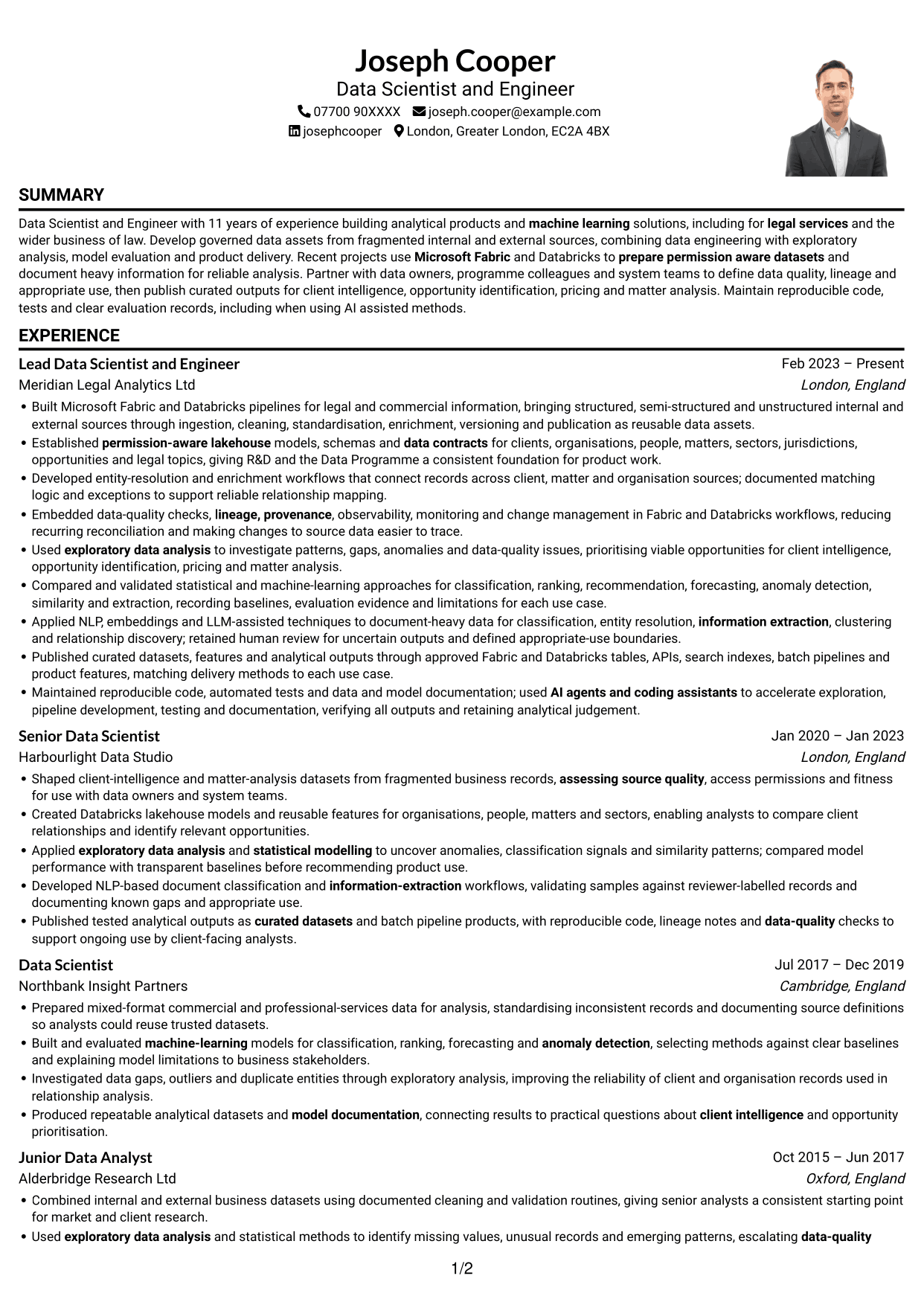 CV example — page 1