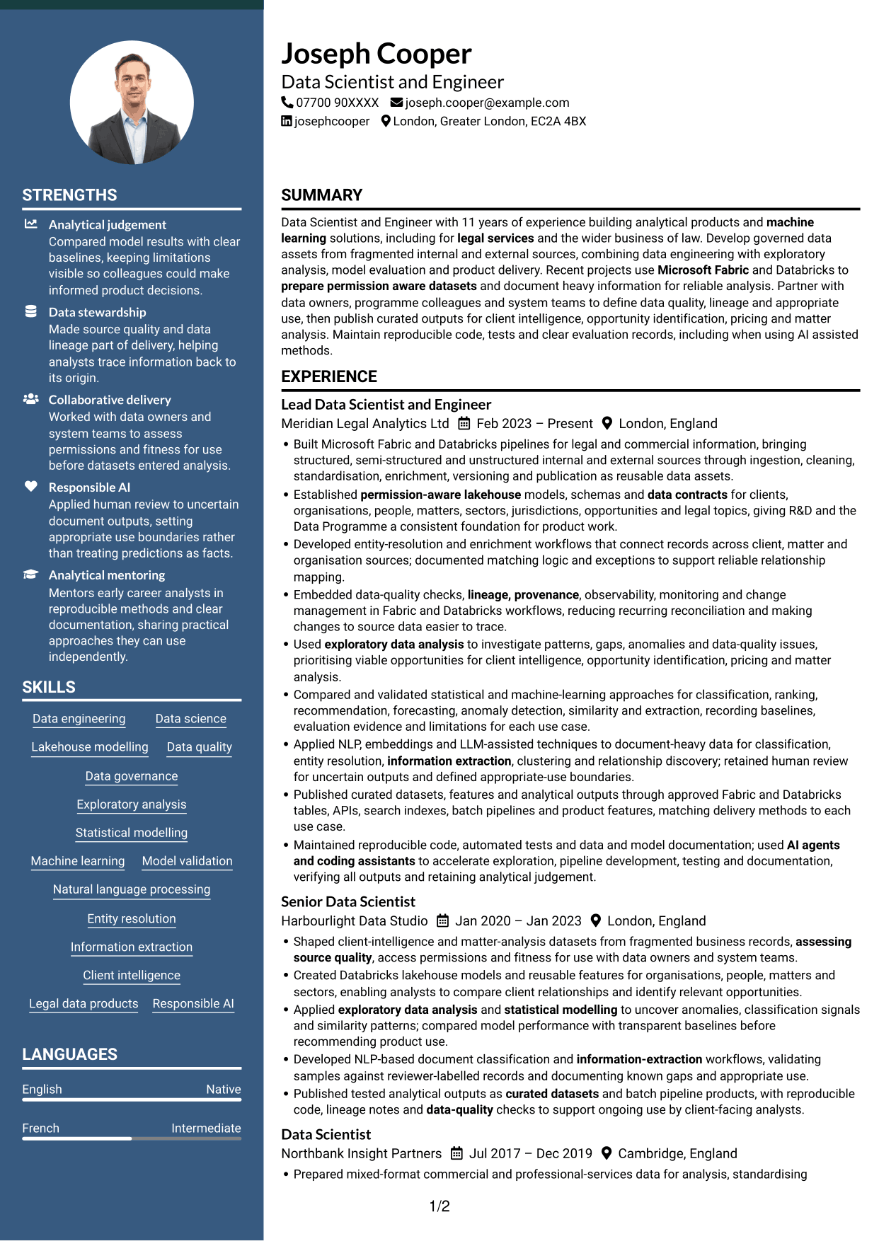 CV example — page 1