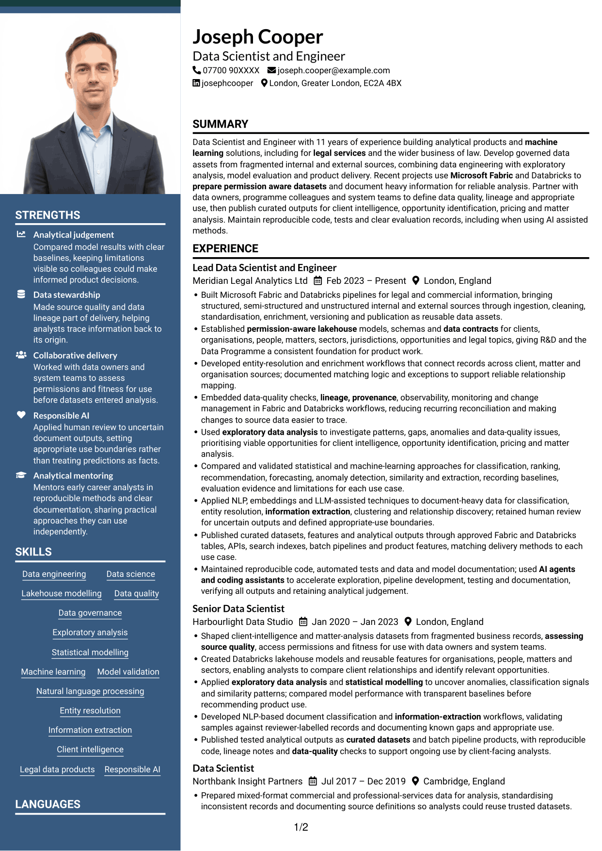 CV example — page 1