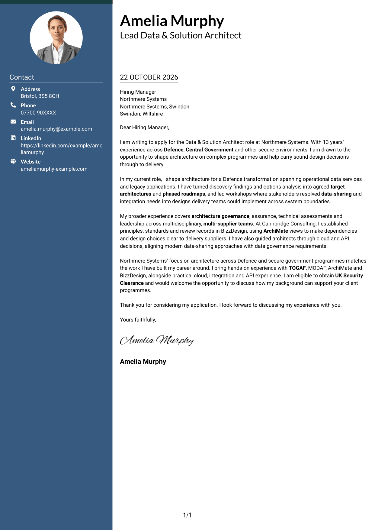 Cover letter example — page 1