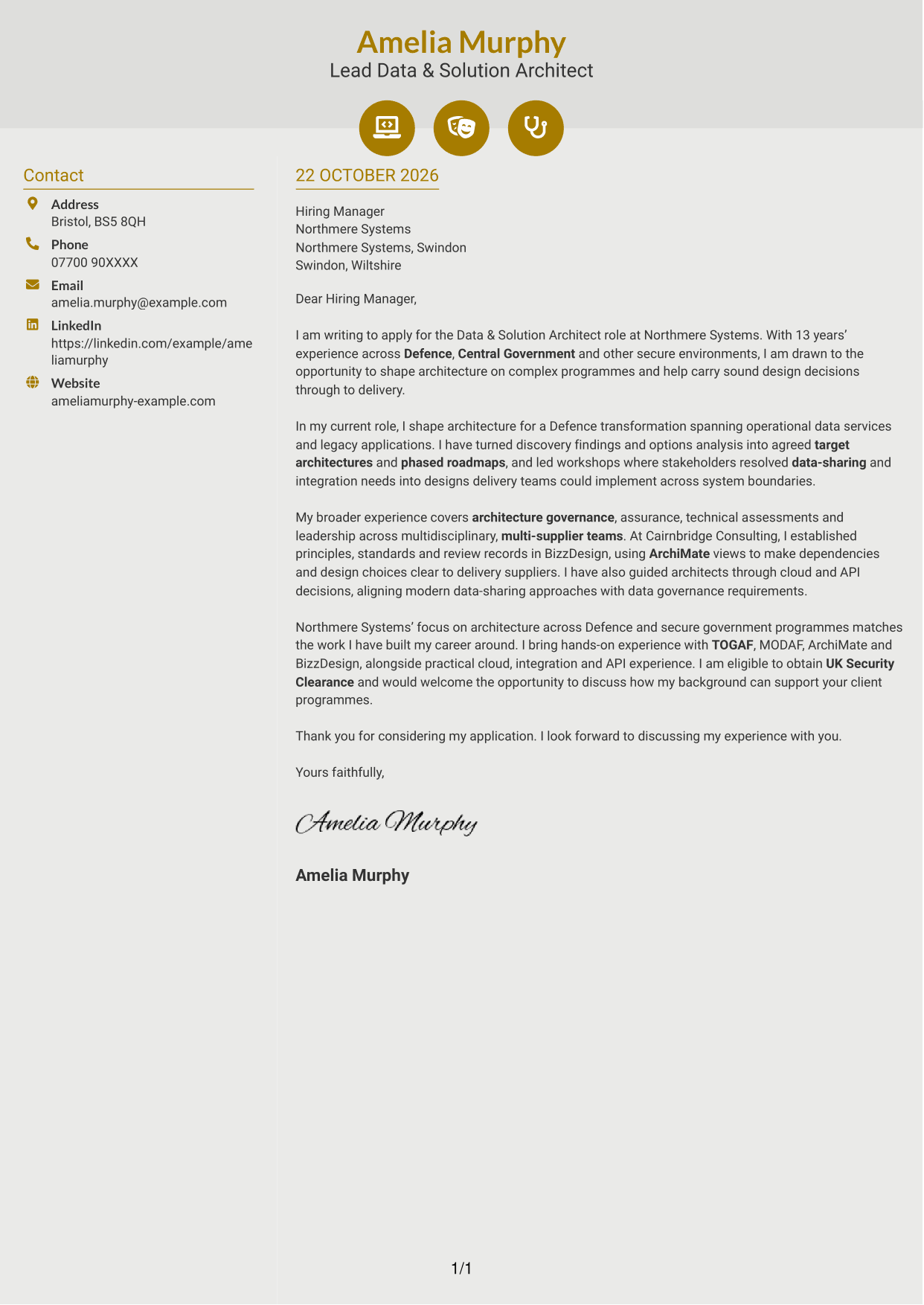 Cover letter example — page 1
