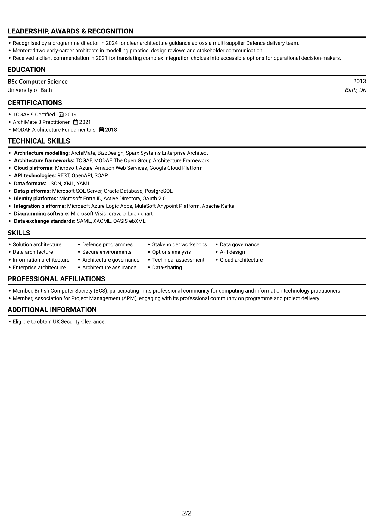 CV example — page 2
