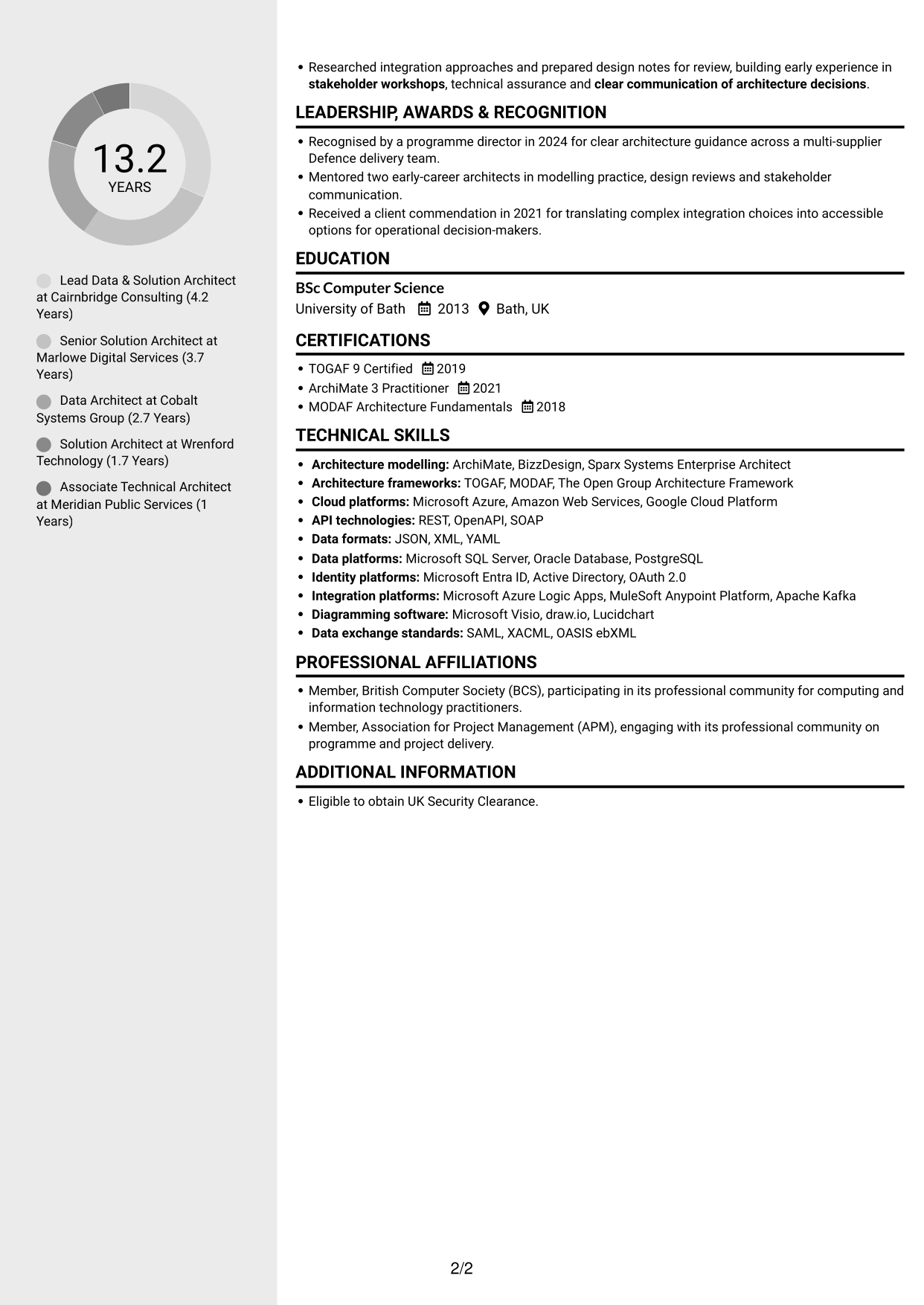 CV example — page 2