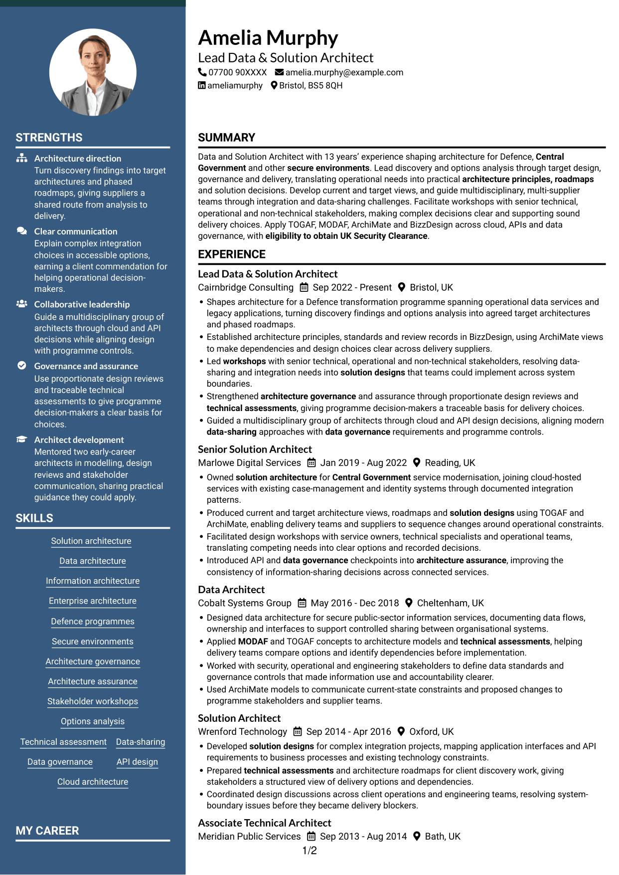 CV example — page 1