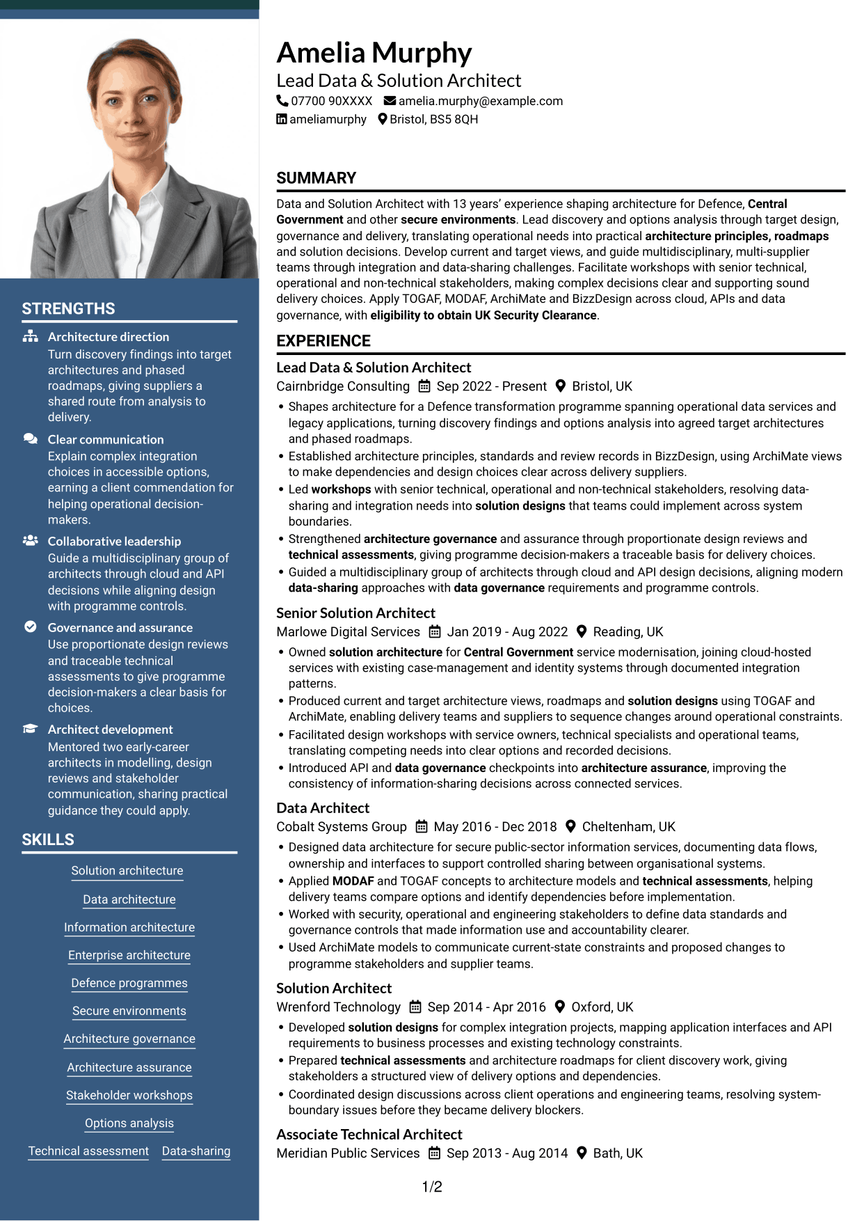 CV example — page 1