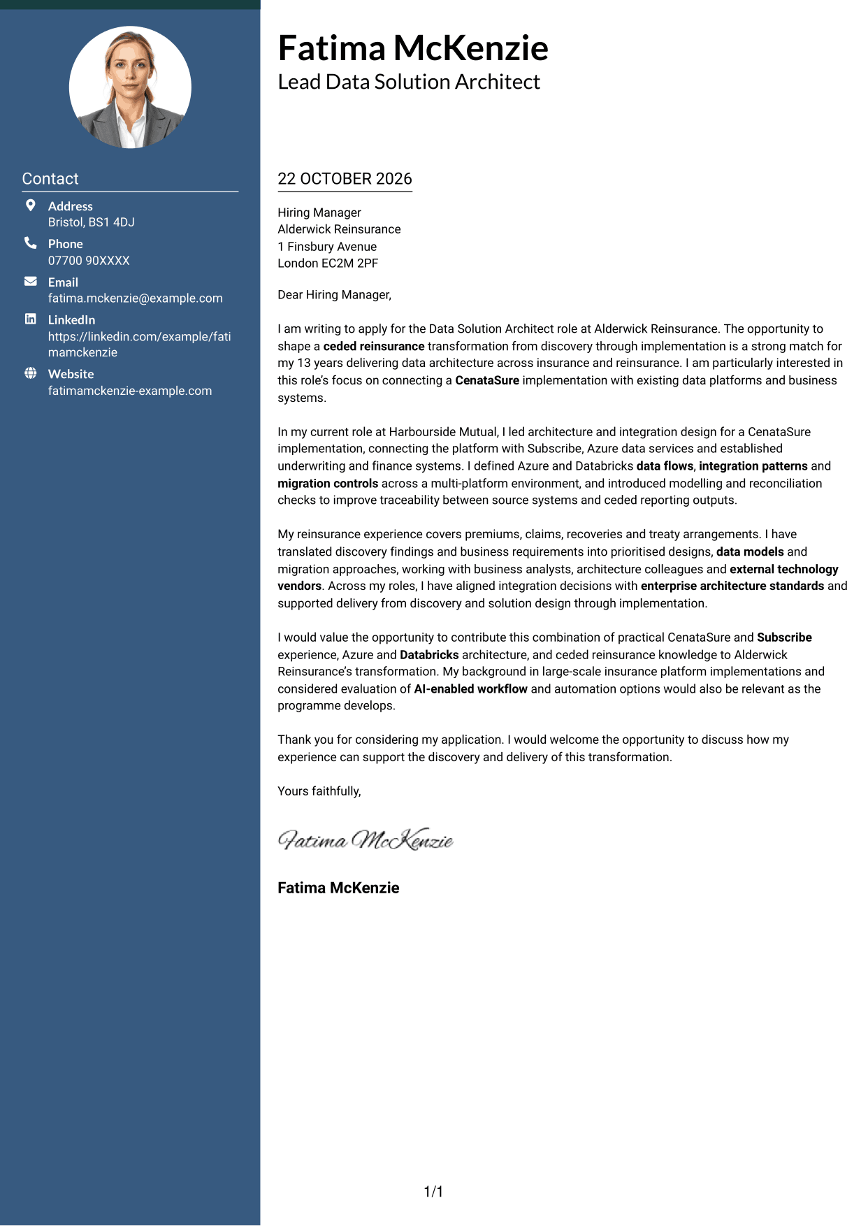 Cover letter example — page 1