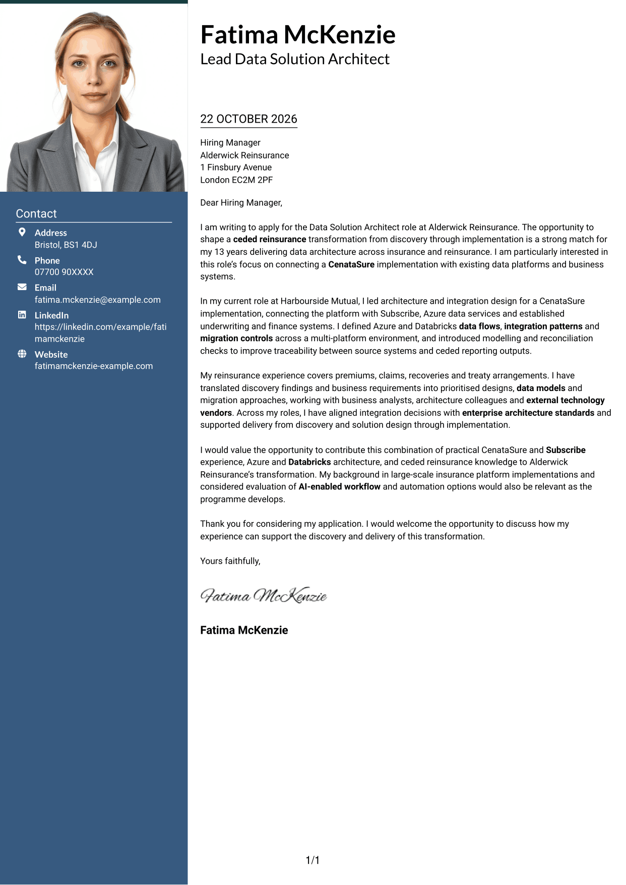 Cover letter example — page 1