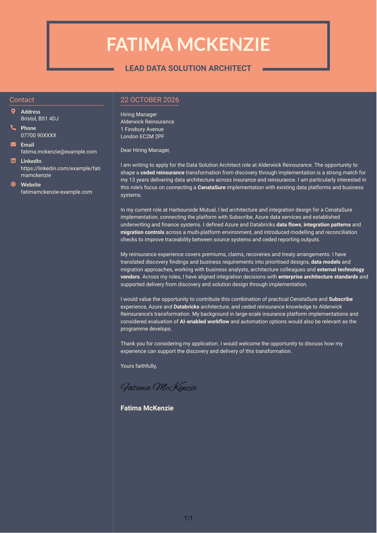 Cover letter example — page 1