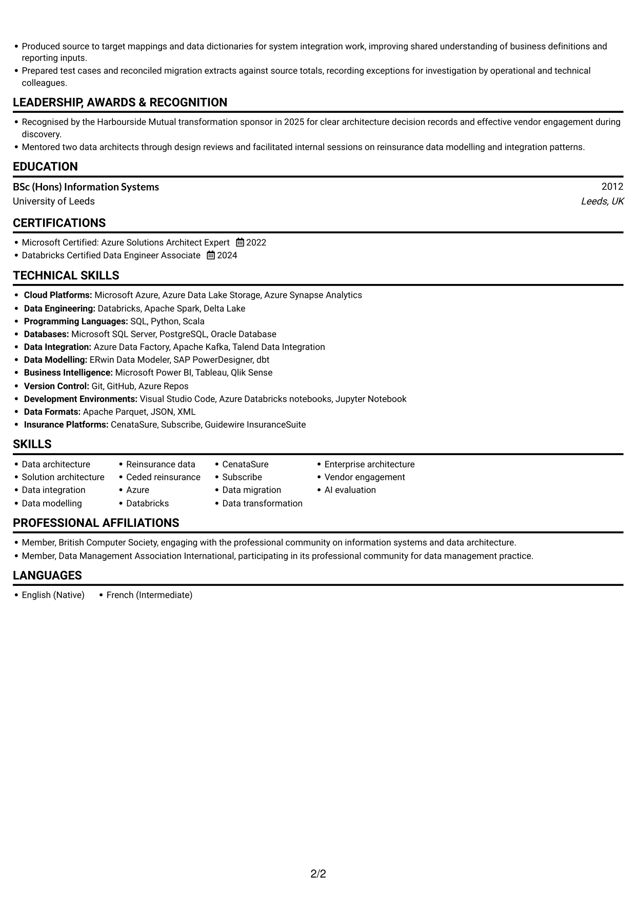 CV example — page 2