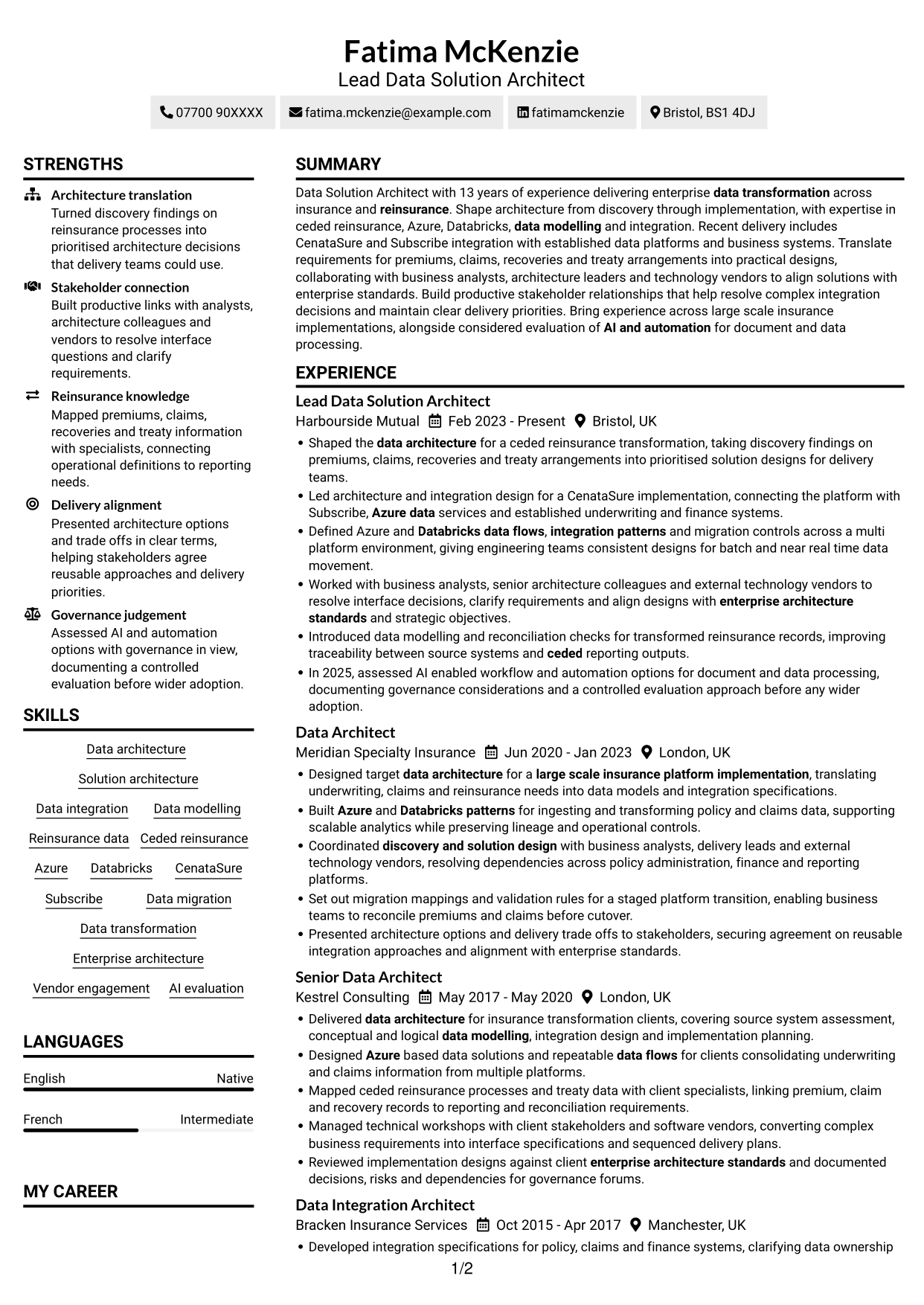 CV example — page 1