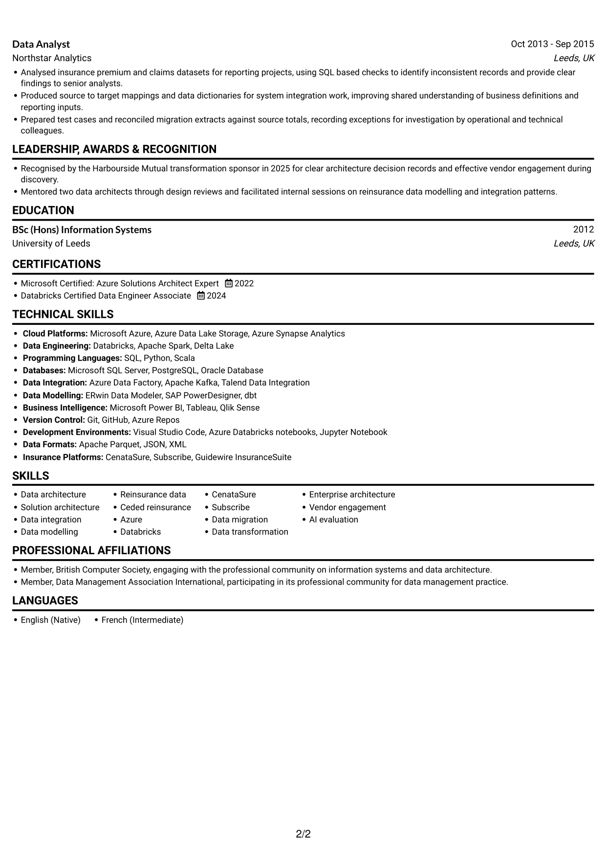CV example — page 2
