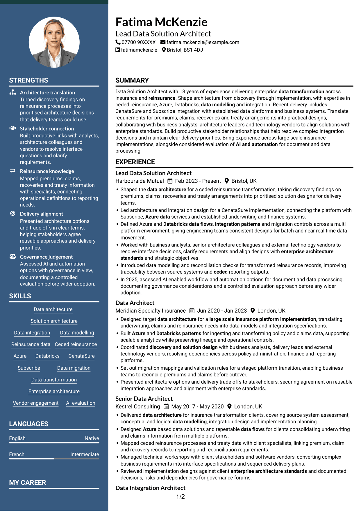 CV example — page 1