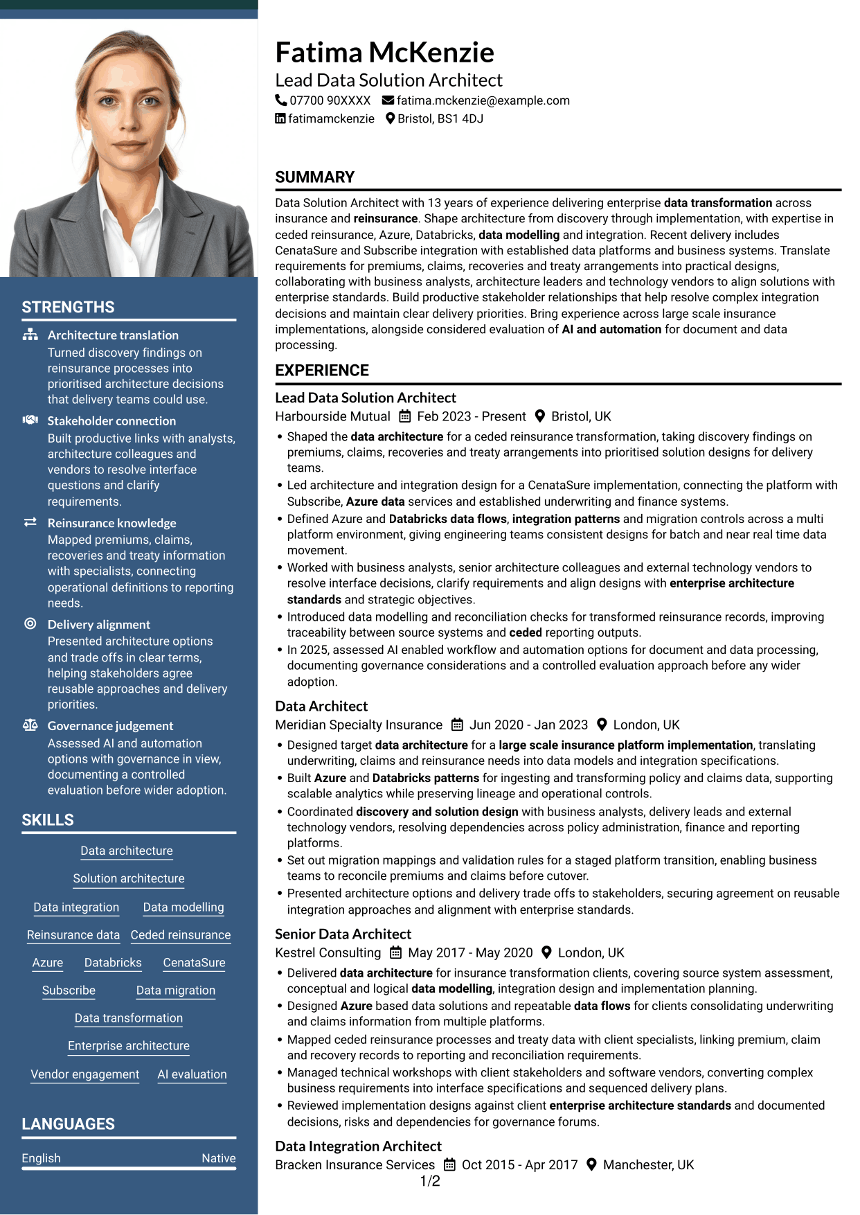 CV example — page 1