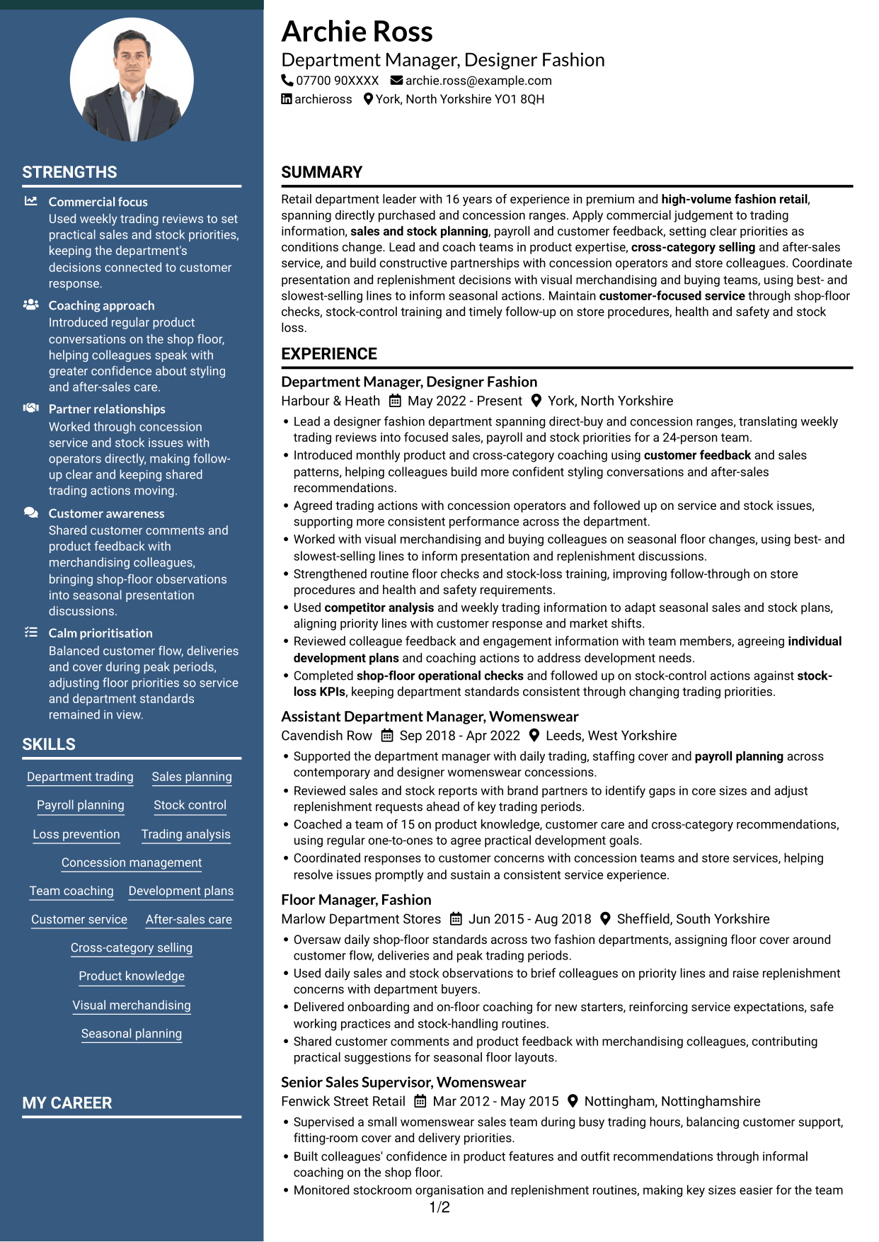 CV example — page 1