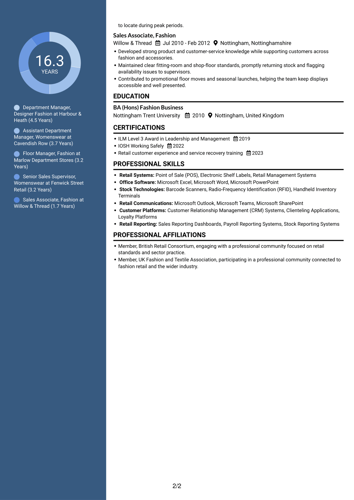 CV example — page 2