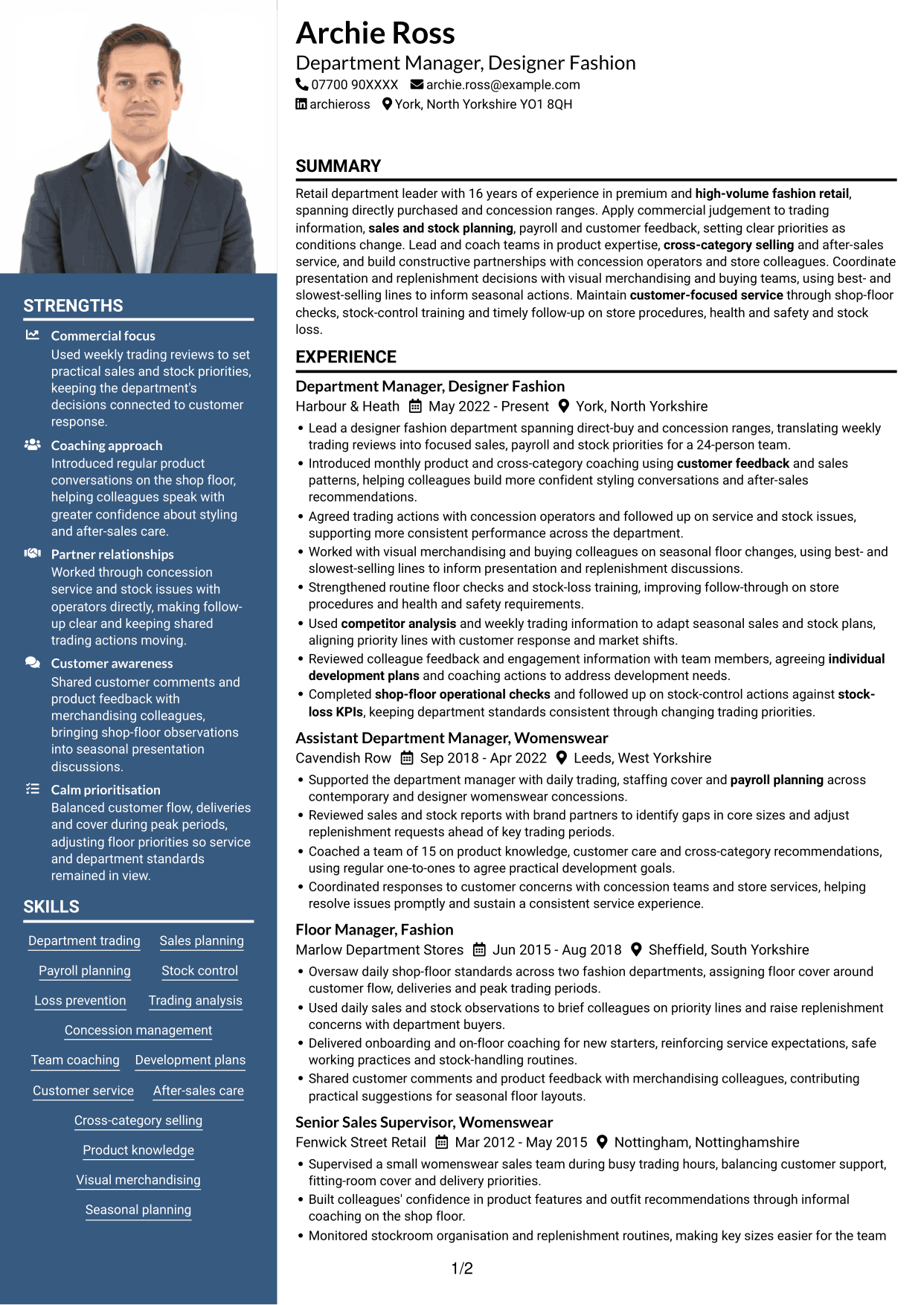 CV example — page 1