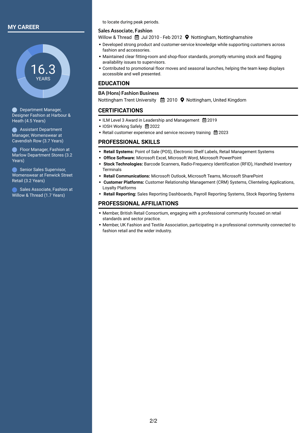 CV example — page 2