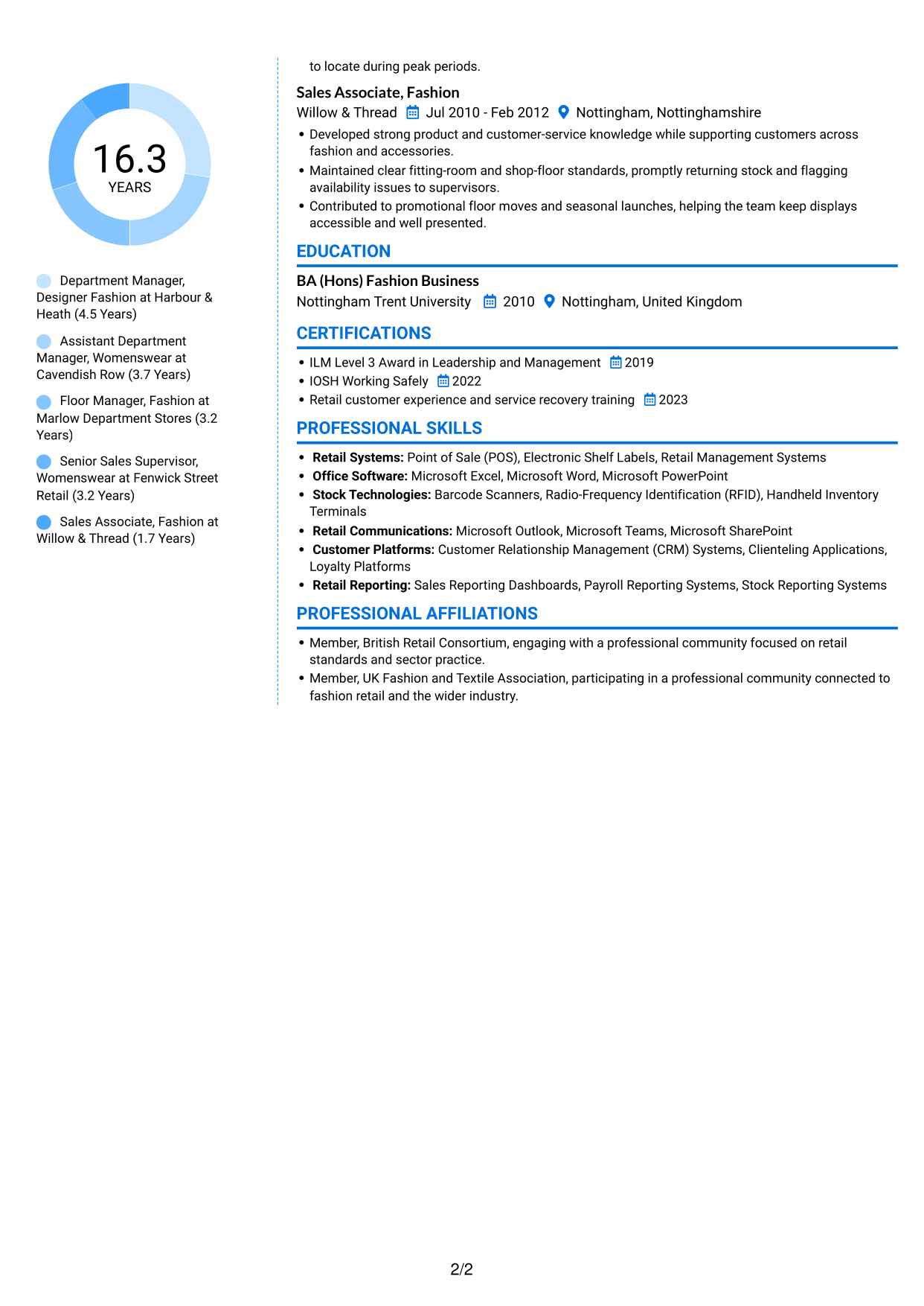 CV example — page 2